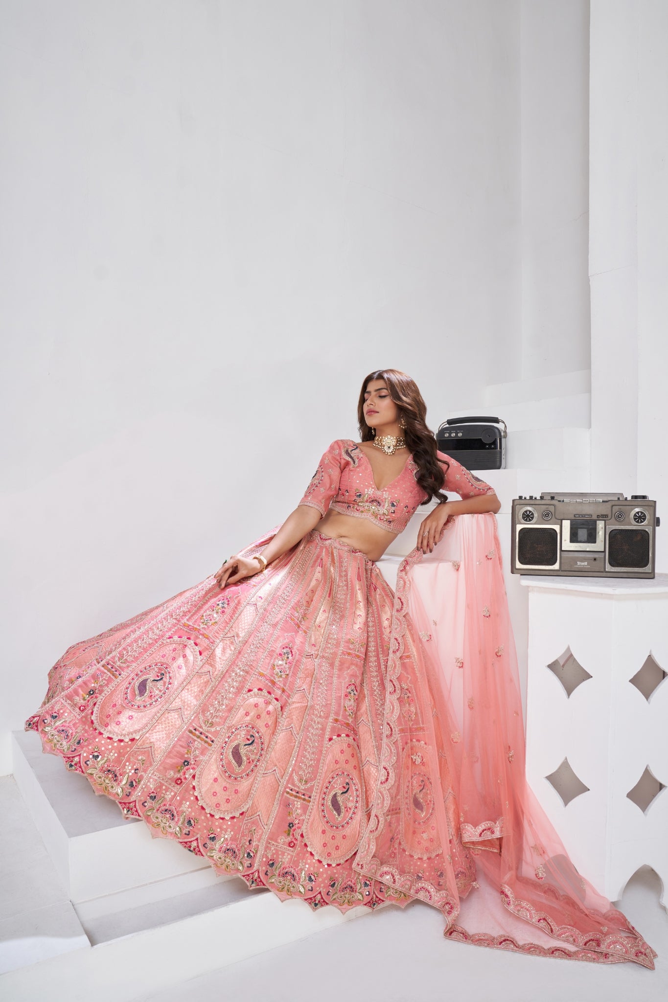 Opulent Aura Raw Silk Bridal Lehenga With Peacock And Paisley Motifs