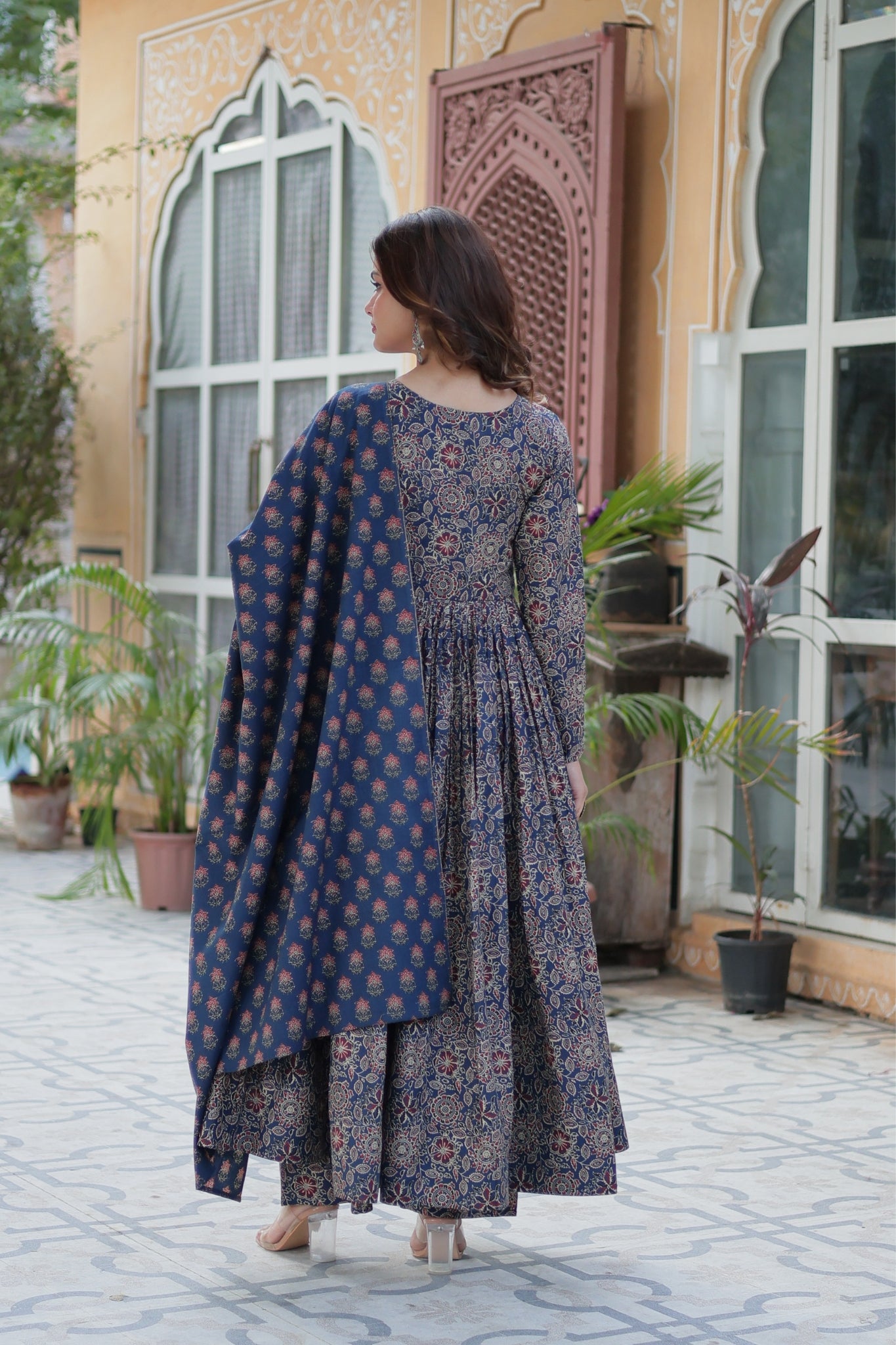Pure Cotton Printed Designer Anarkali Flared Suit Set