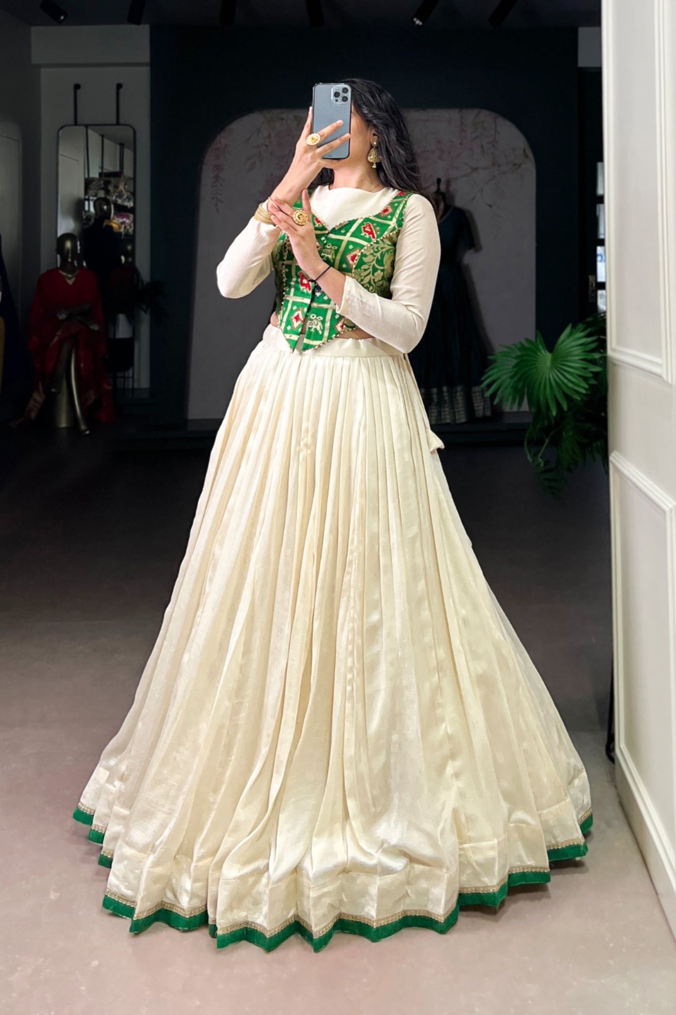 Designer Vichitra Silk Co-ord Lehenga Set With Jacquard Zari Weaving Koti