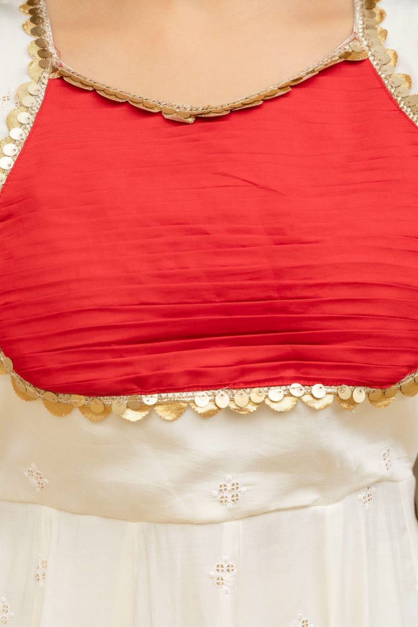 Elegant Roman Silk Chikankari Anarkali Set With Dupatta