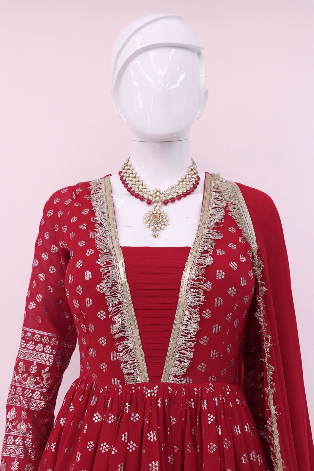 Red Designer Georgette Anarkali Gown
