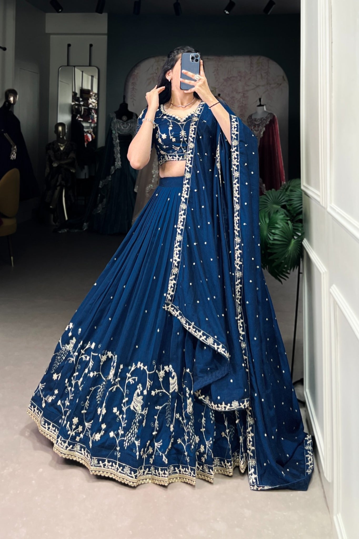 Wine Stunning Sequins Thread Embroidery Work Lehenga Choli