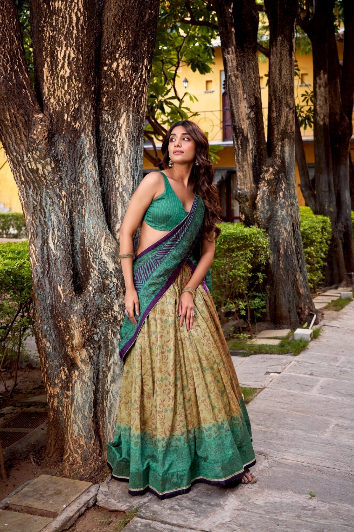 Heritage Inspired Vichitra Silk Printed Luxury Lehenga Set With Elegant Flare
