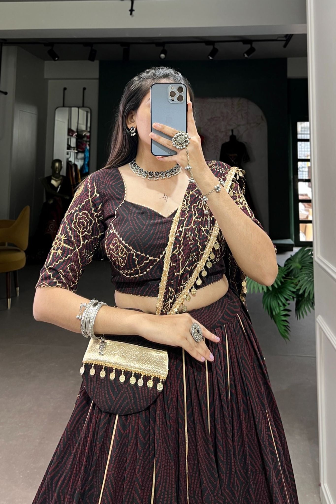 Bandhej Printed Georgette Lehenga Choli For Navratri