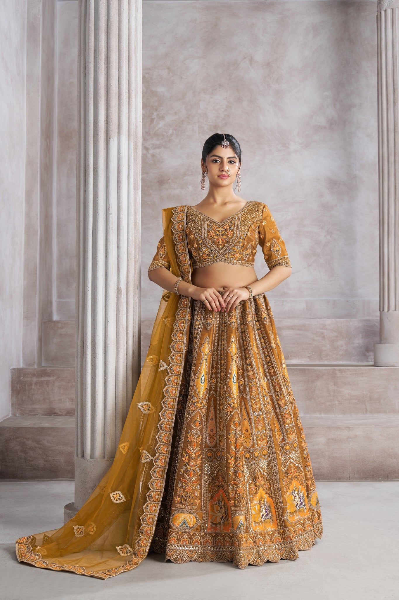 Elegant Designer Zari And Aari Embroidery Work Wedding Lehenga Choli