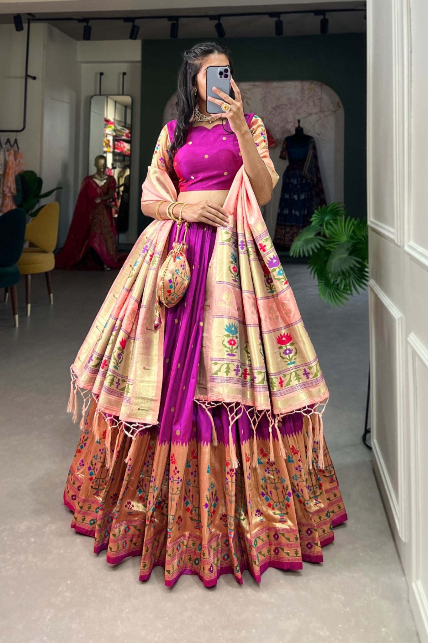 Jacquard Silk Paithani Designer Lehenga Choli