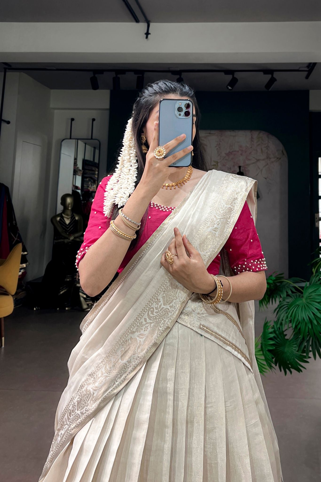 Elegant Traditional South Indian Half Saree Lehenga Choli