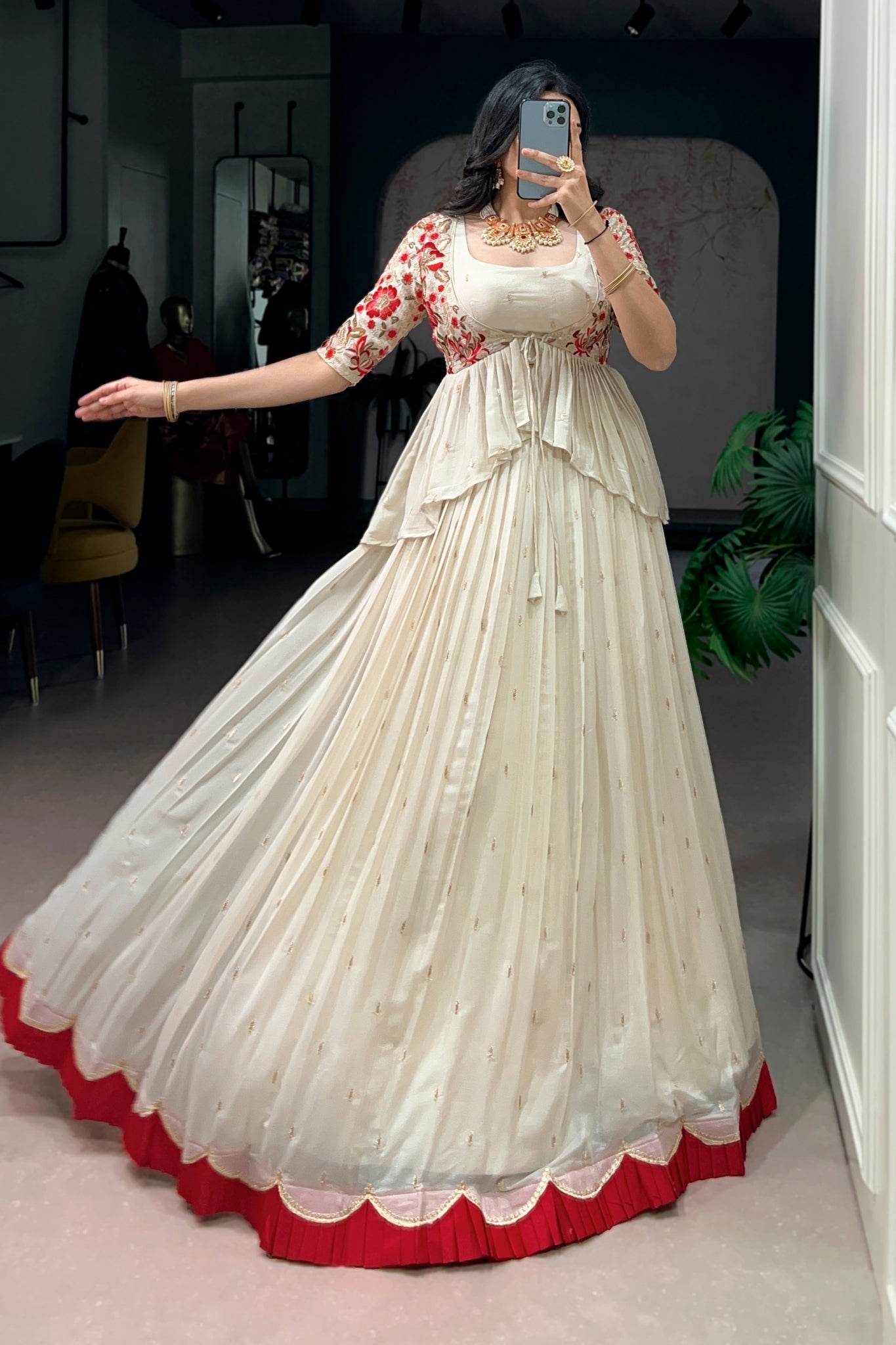 Peplum Style Designer Lehenga Choli With Koti