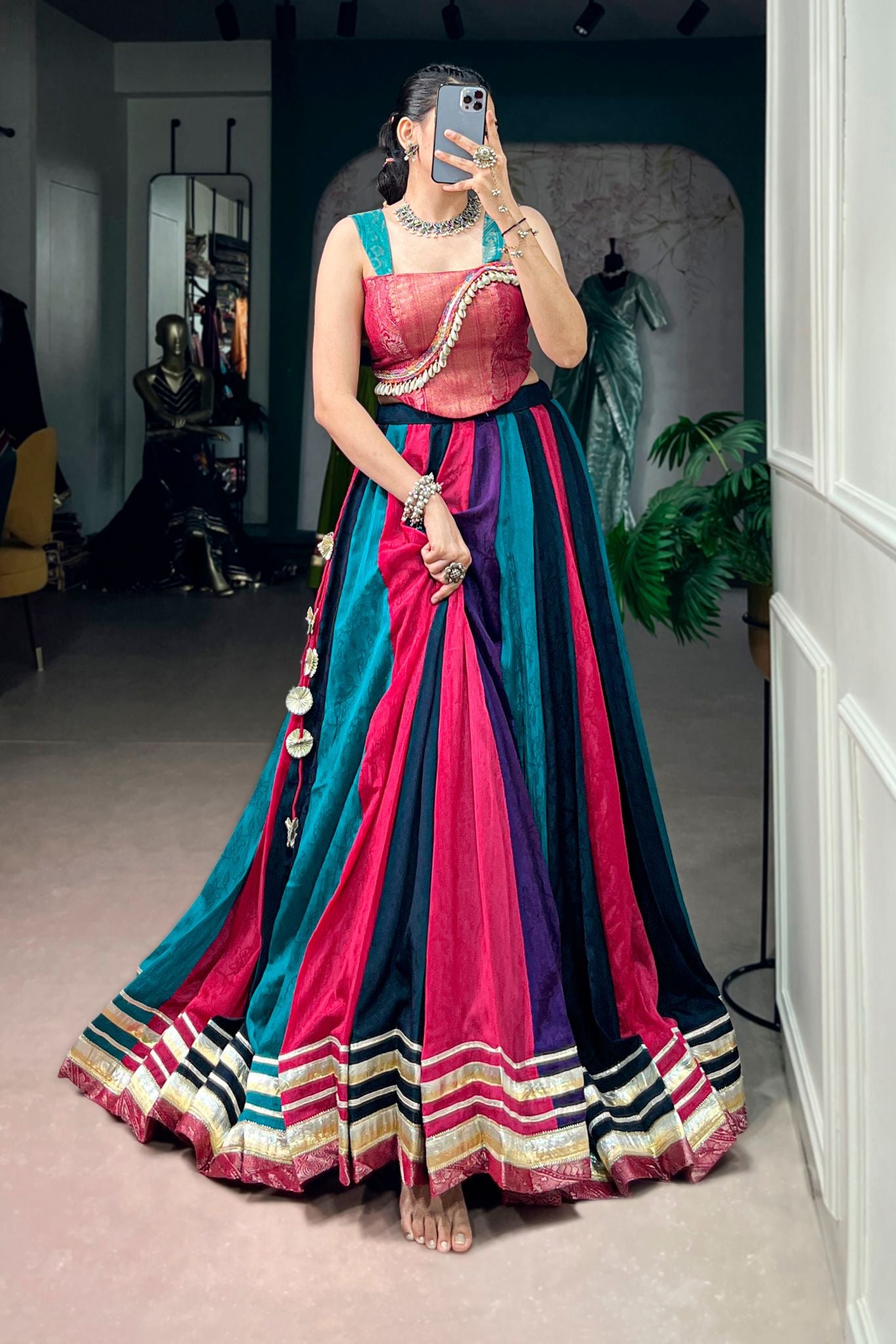 Raasrang Multicolor Rich Chinon Navratri Designer Lehenga Choli For Women