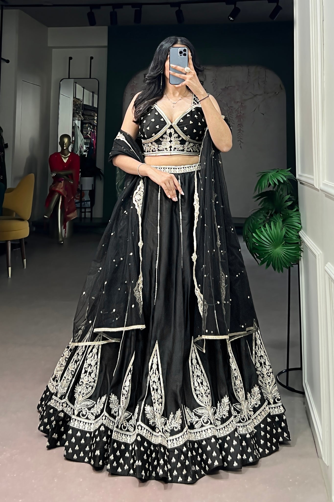 Acriine Luxe Black Naysha Silk Designer Lehenga Choli With Thread & Sequins Embroidery