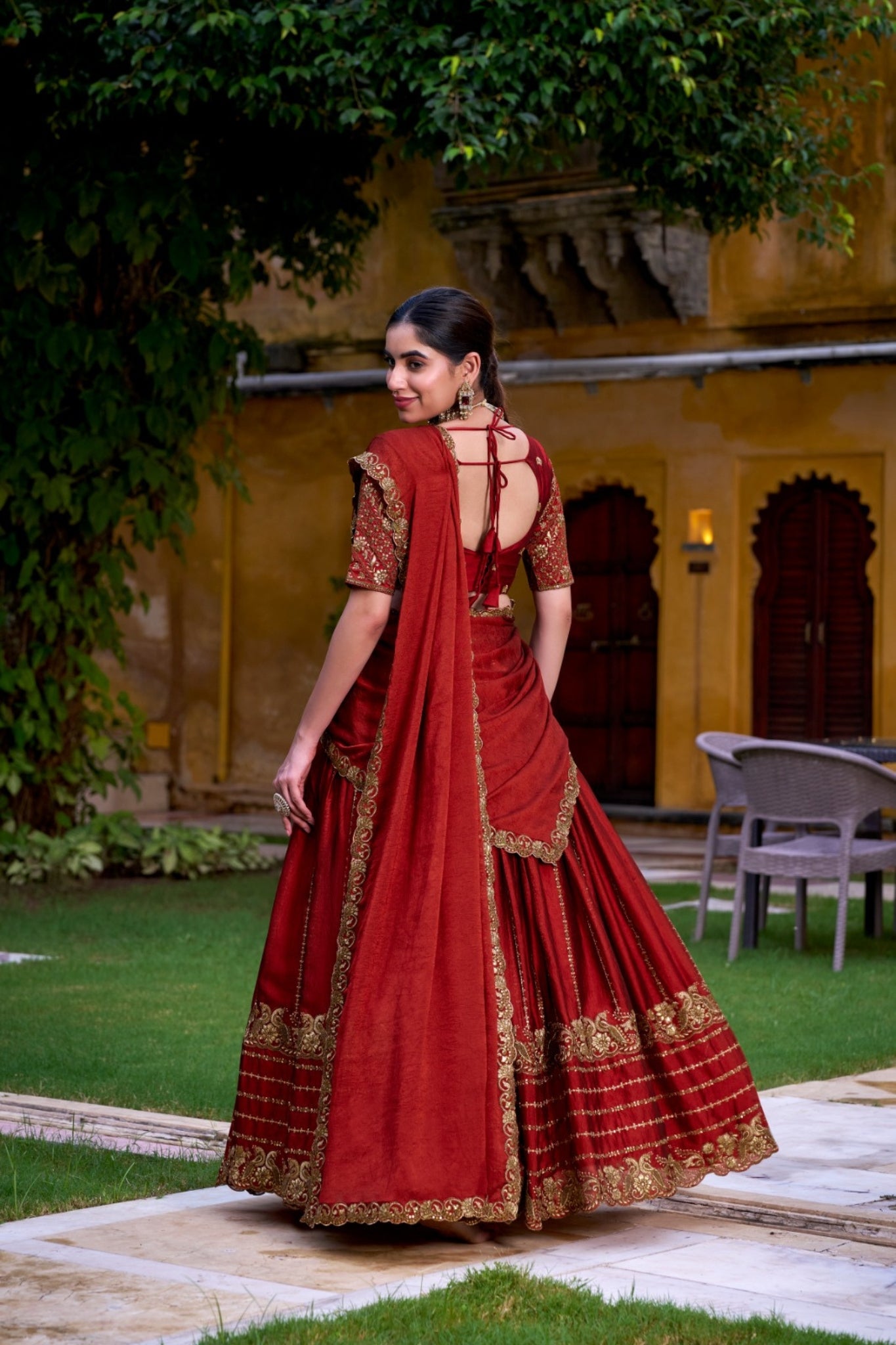 Red Orange Rangoli Crush Designer Sequins With Tread Embroidered Wedding Lehenga Choli