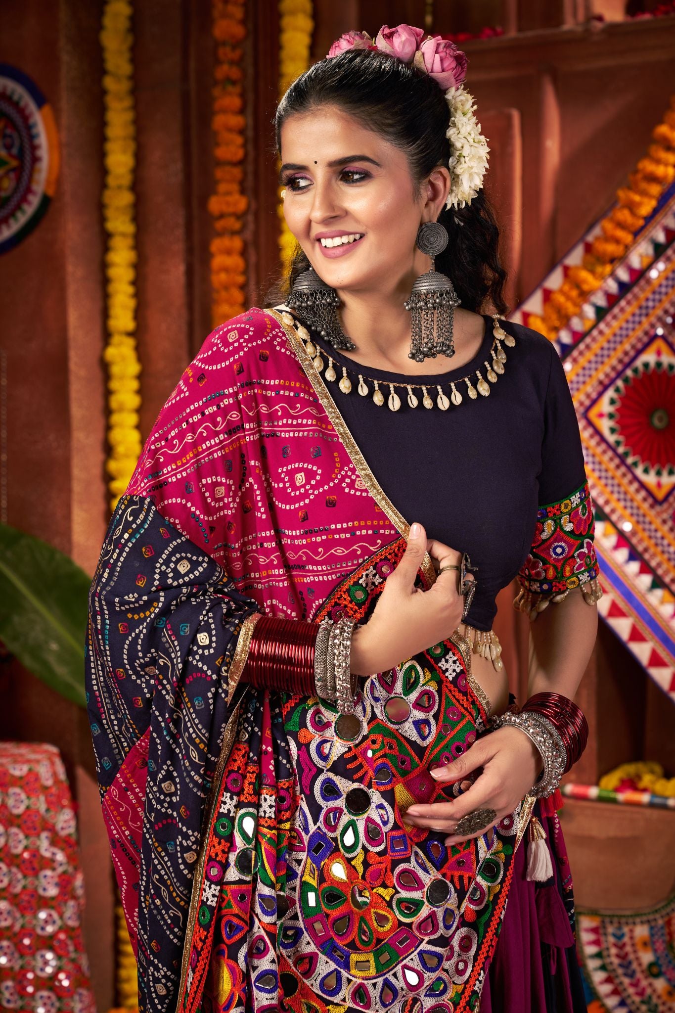 Beautifully Multi Color Designer Viscose Cotton Navratri Lehenga Choli