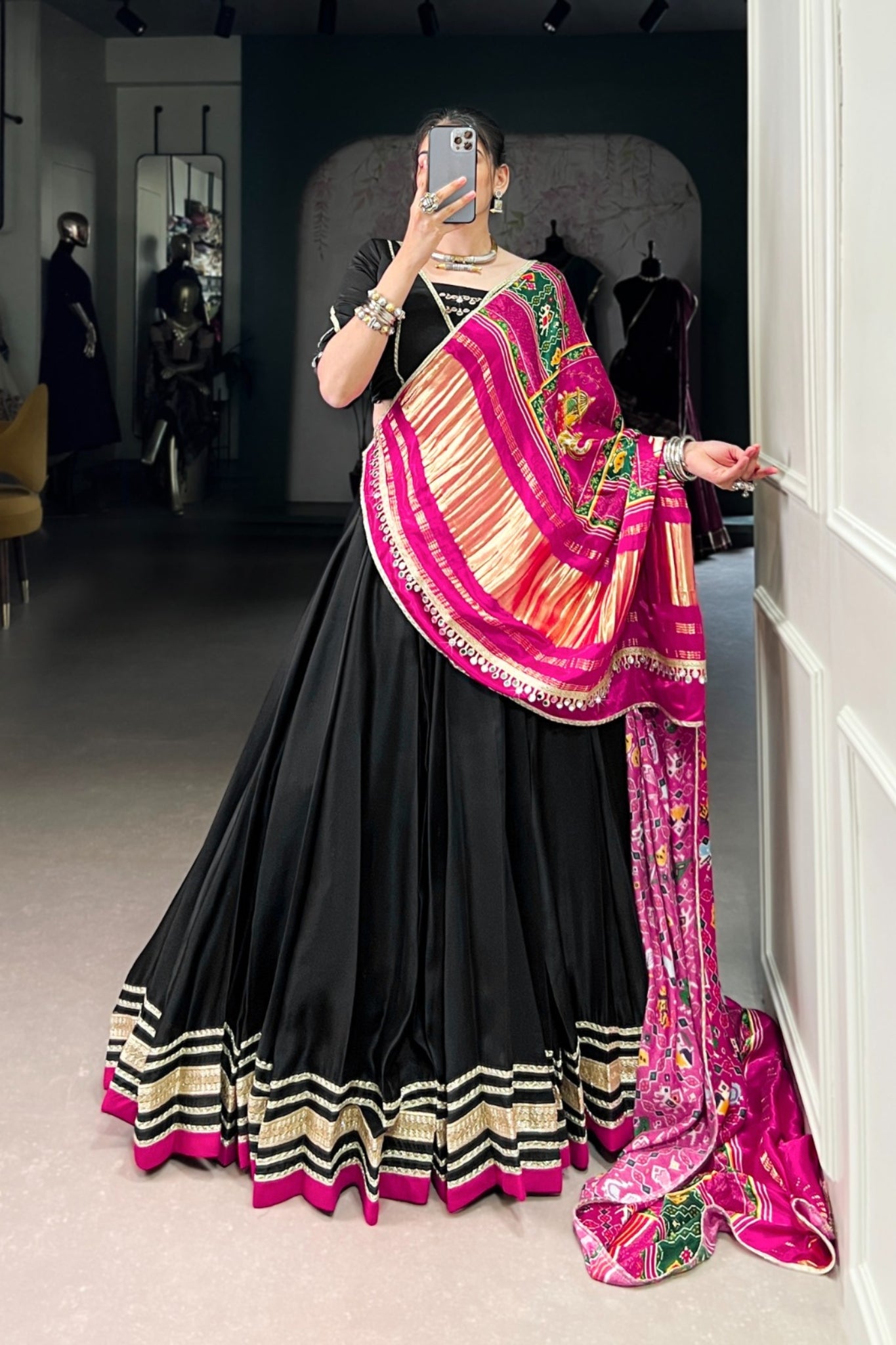 Silk Georgette Traditional Designer Lehenga Choli With Stunning Gaji Silk Dupatta Set