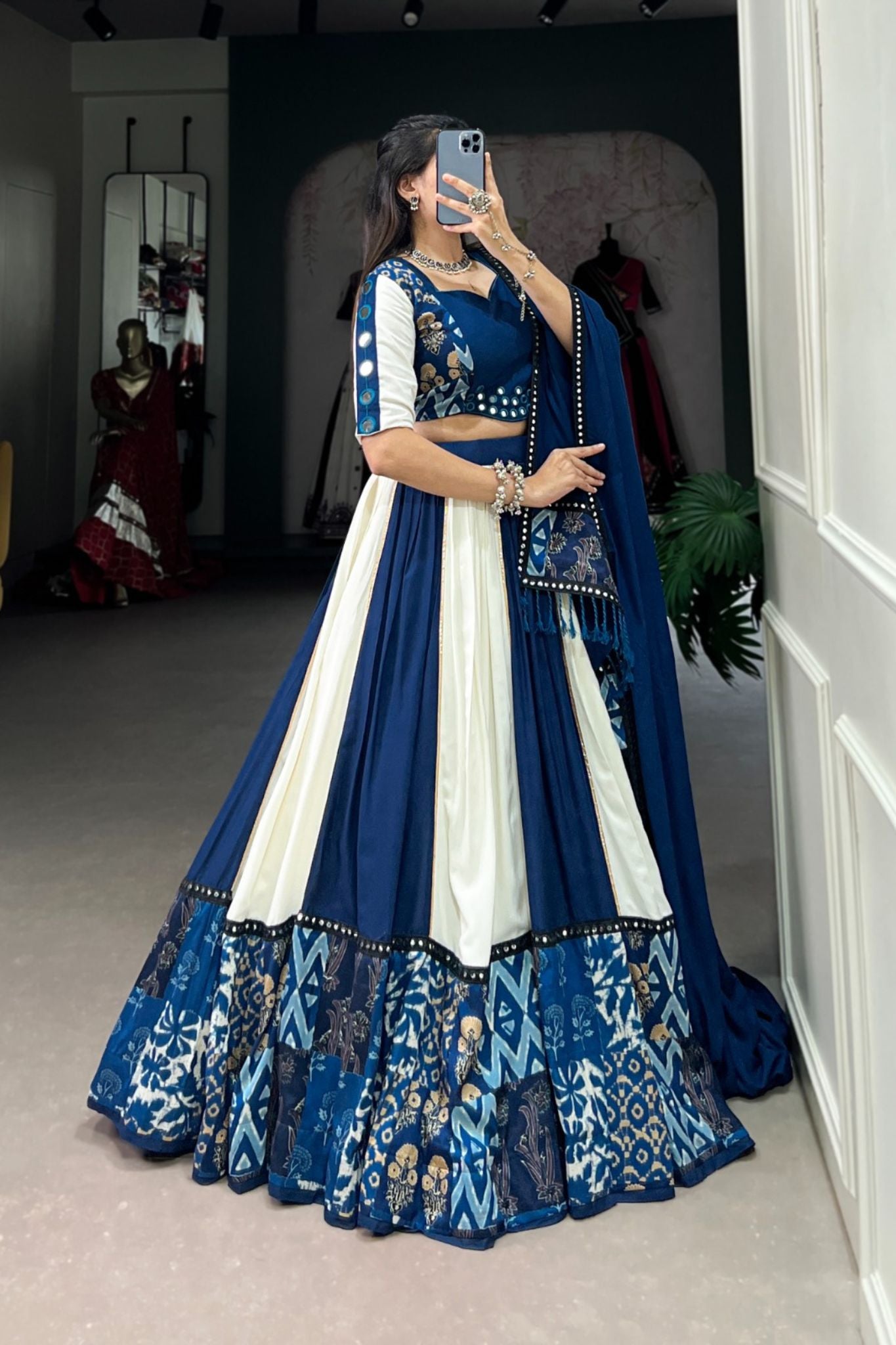 Blue Beauty Printed Stylish Navratri Lehenga Choli