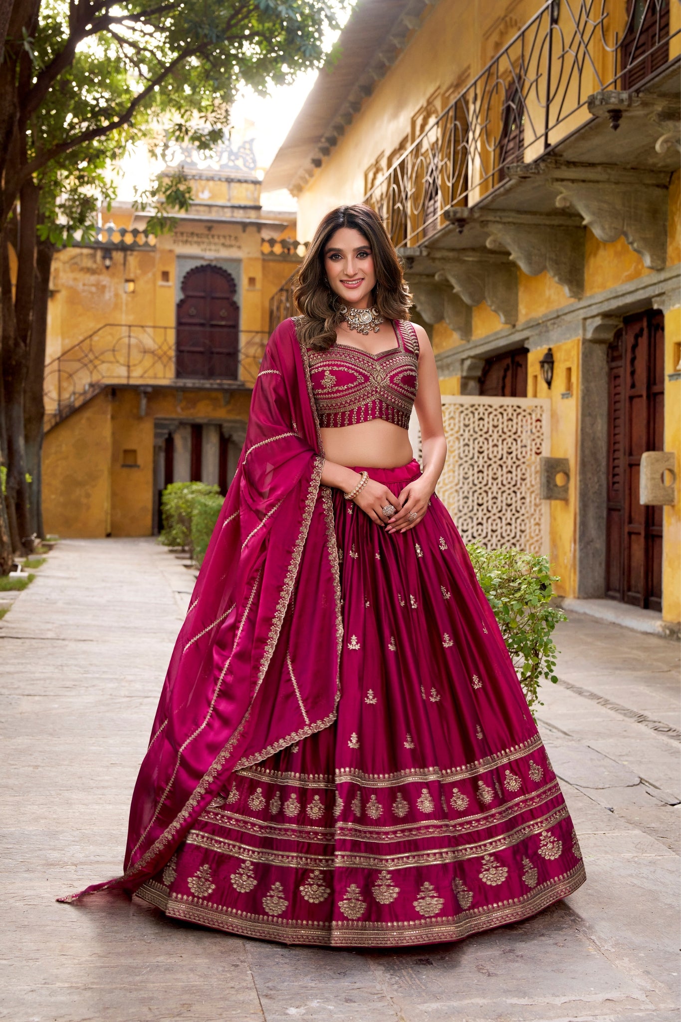 Royal Rangoli Embroidered Lehenga Set With Sequins And Thread Work