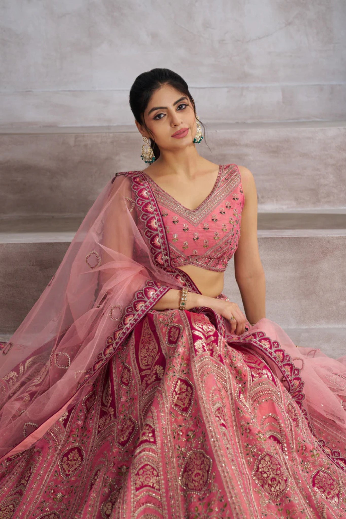 Wedding Special Designer Aari Embroidery Work Banarasi Silk Lehenga Choli Set