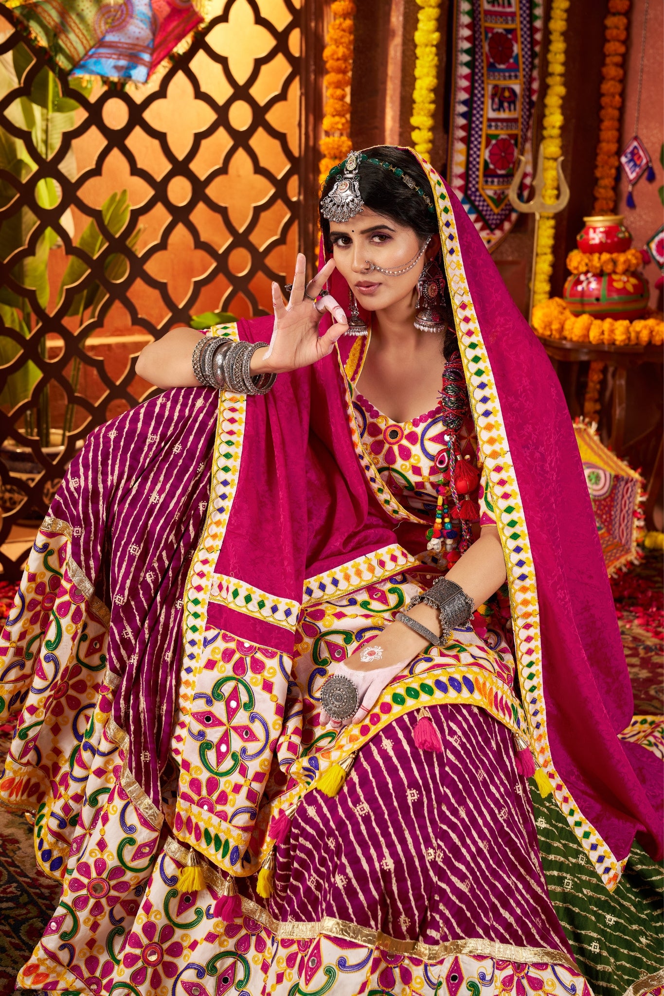 Navratri Designer Beautiful Tread Embroidered With Mirror Work Lehenga Choli