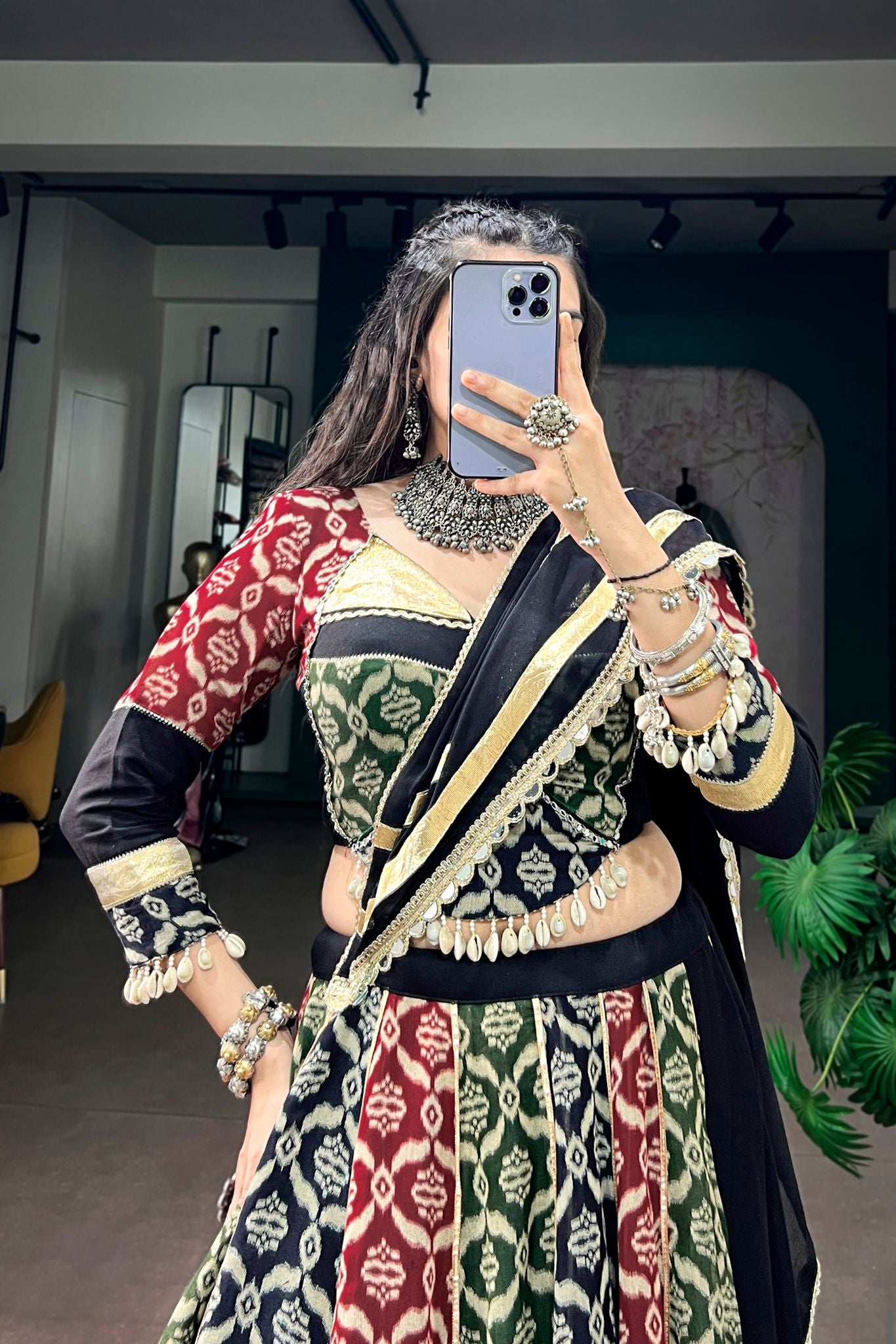Raasrang Designer Navratri Lehenga Choli In Pure Rayon Heritage Print Garba Outfit