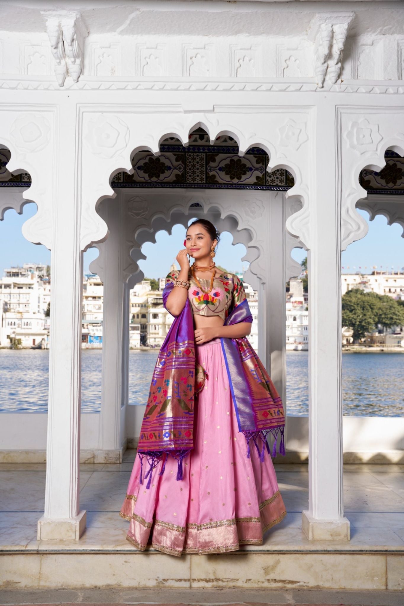 Jacquard Silk Designer Weaving Zari Work Paithani Lehenga Set