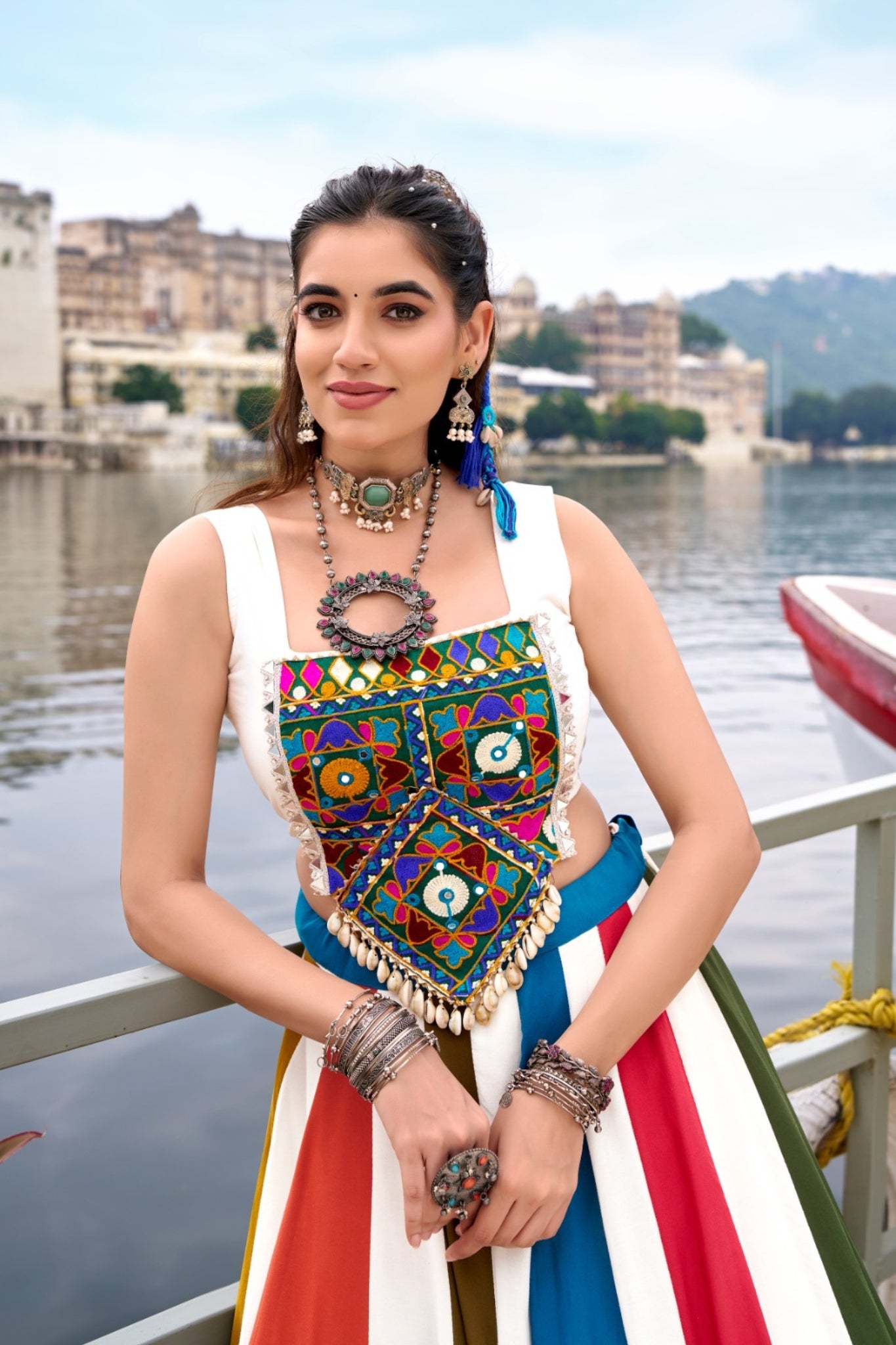 Pure Rayon Original Mirror Gamthi Work With Gotta Patti Touch Up Navratri Lehenga Choli