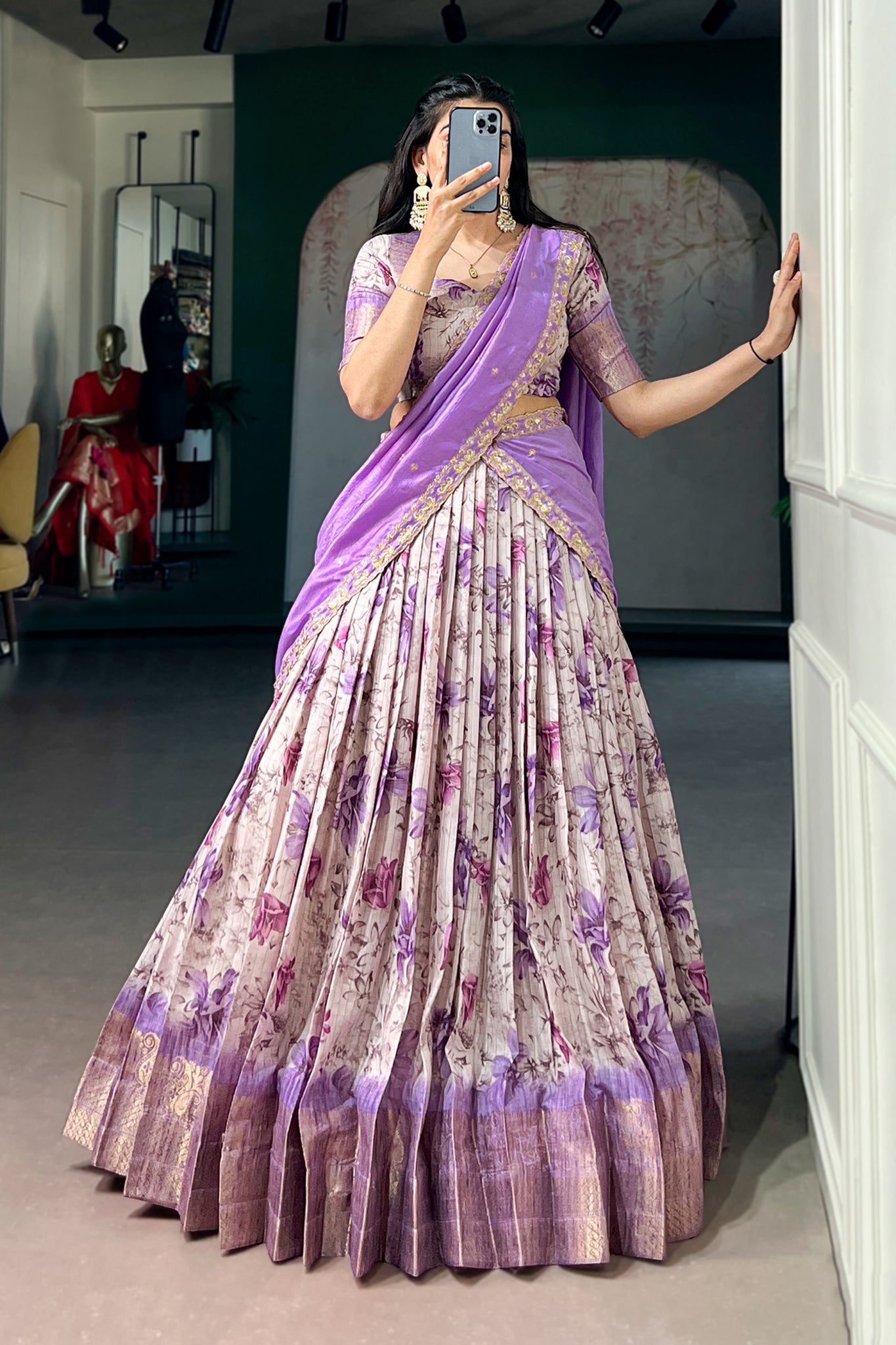 Designer Dola Chex Floral Printed Lehenga Choli For Women