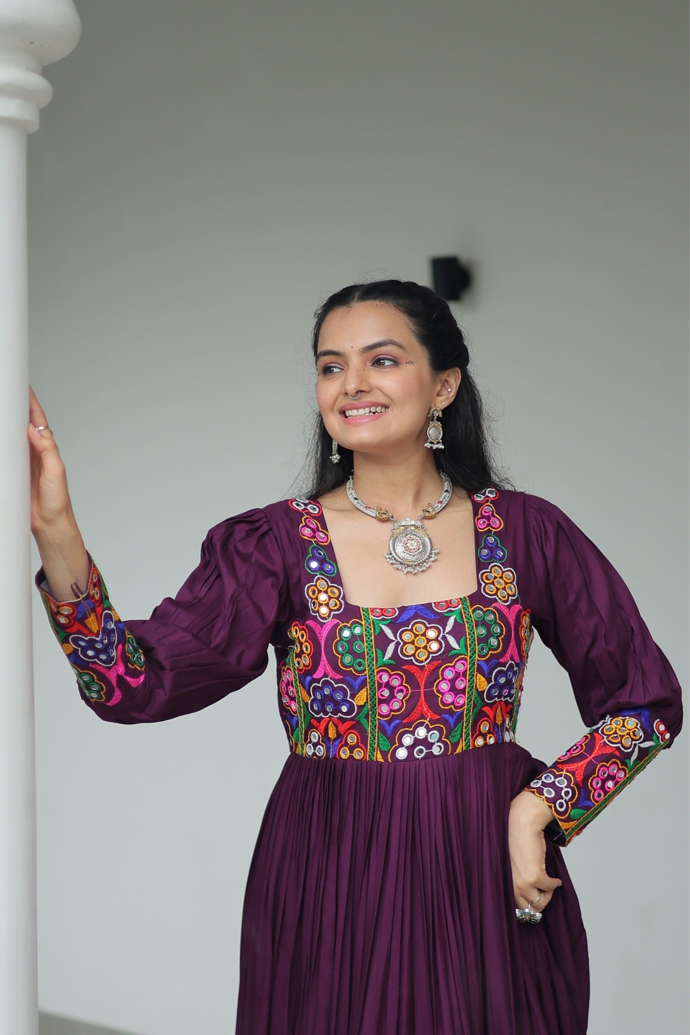 Stunning Navratri Designer Rayon With Gamthi Work Traditional Gown