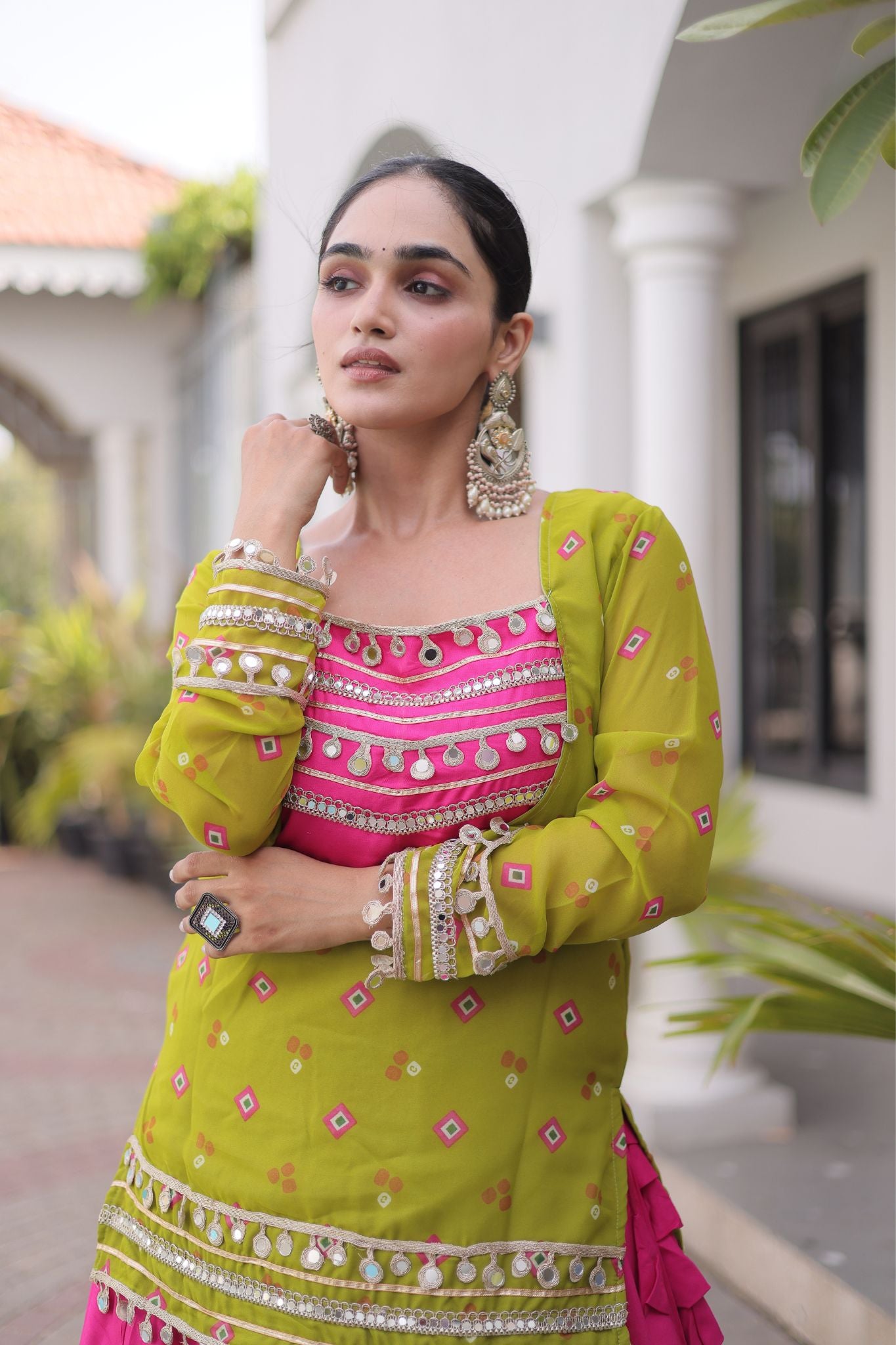 Raasrang Special Navratri Designer Lehenga Choli With Bandhani Printed Jacket For Women