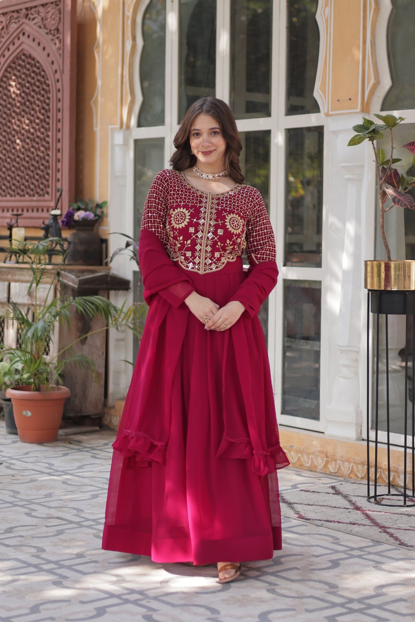 Attractive Georgette Embroidered Designer Anarkali Suit Set
