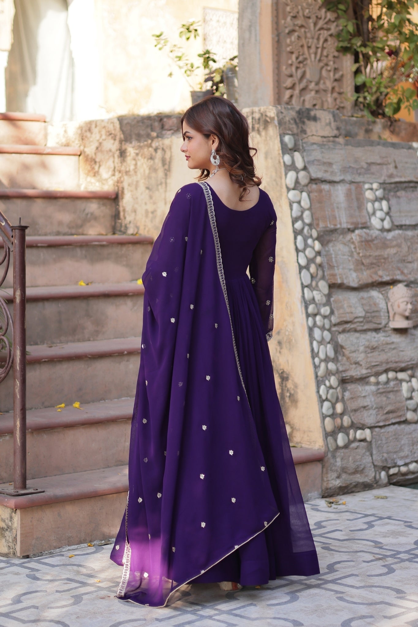 Designer Beads Embroidered Work Beautiful Wedding Gown With Dupatta Set