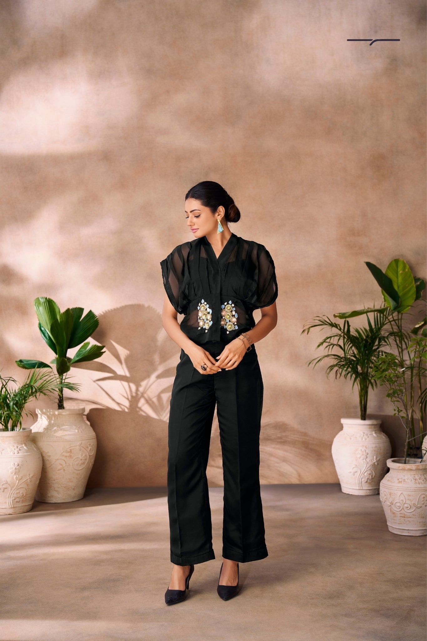 Black Luxe Organza Statement Co Ord Set