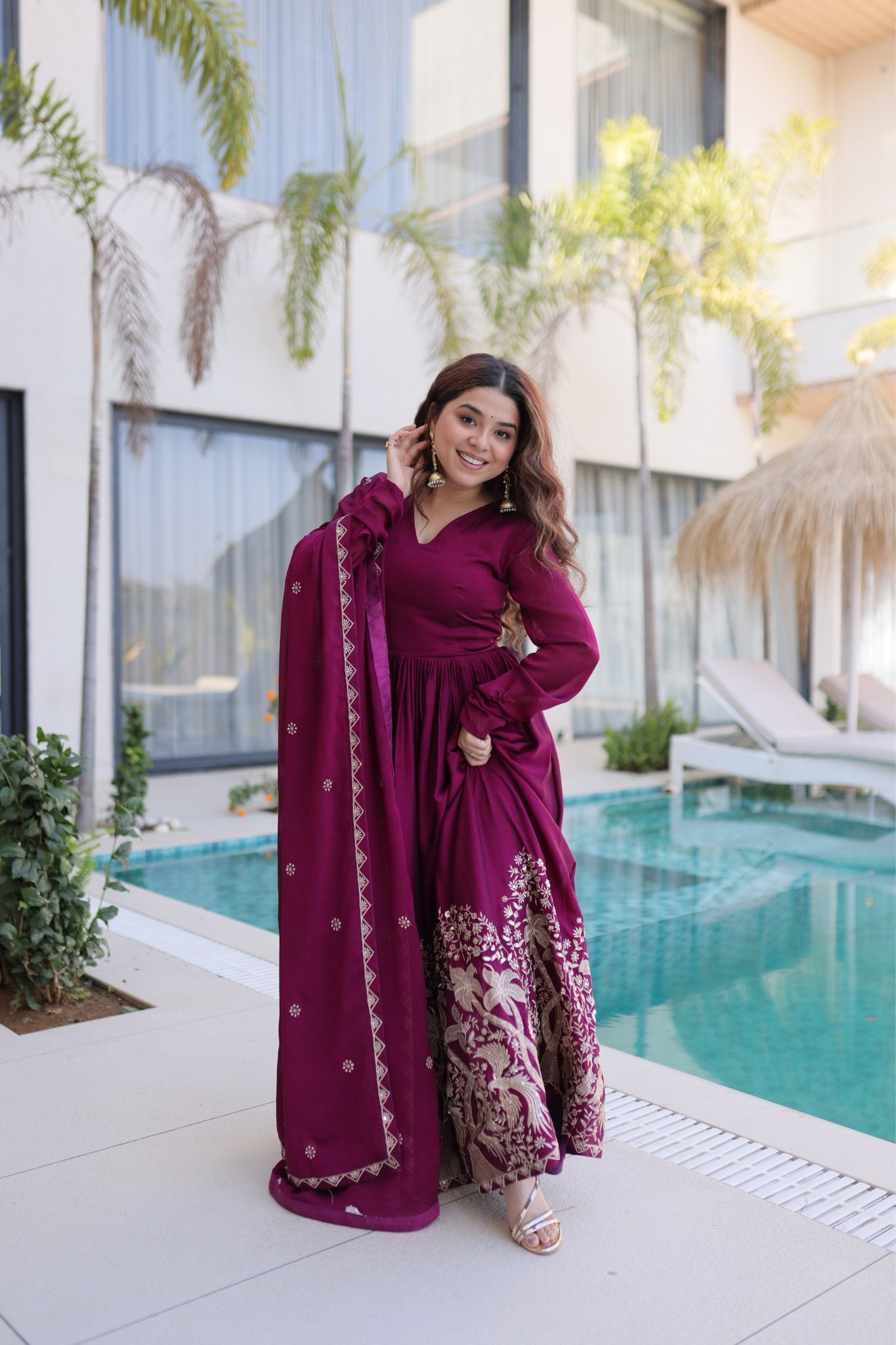 Rangoli Crush Sequins Multi Embroidery Anarkali Suit With Dupatta