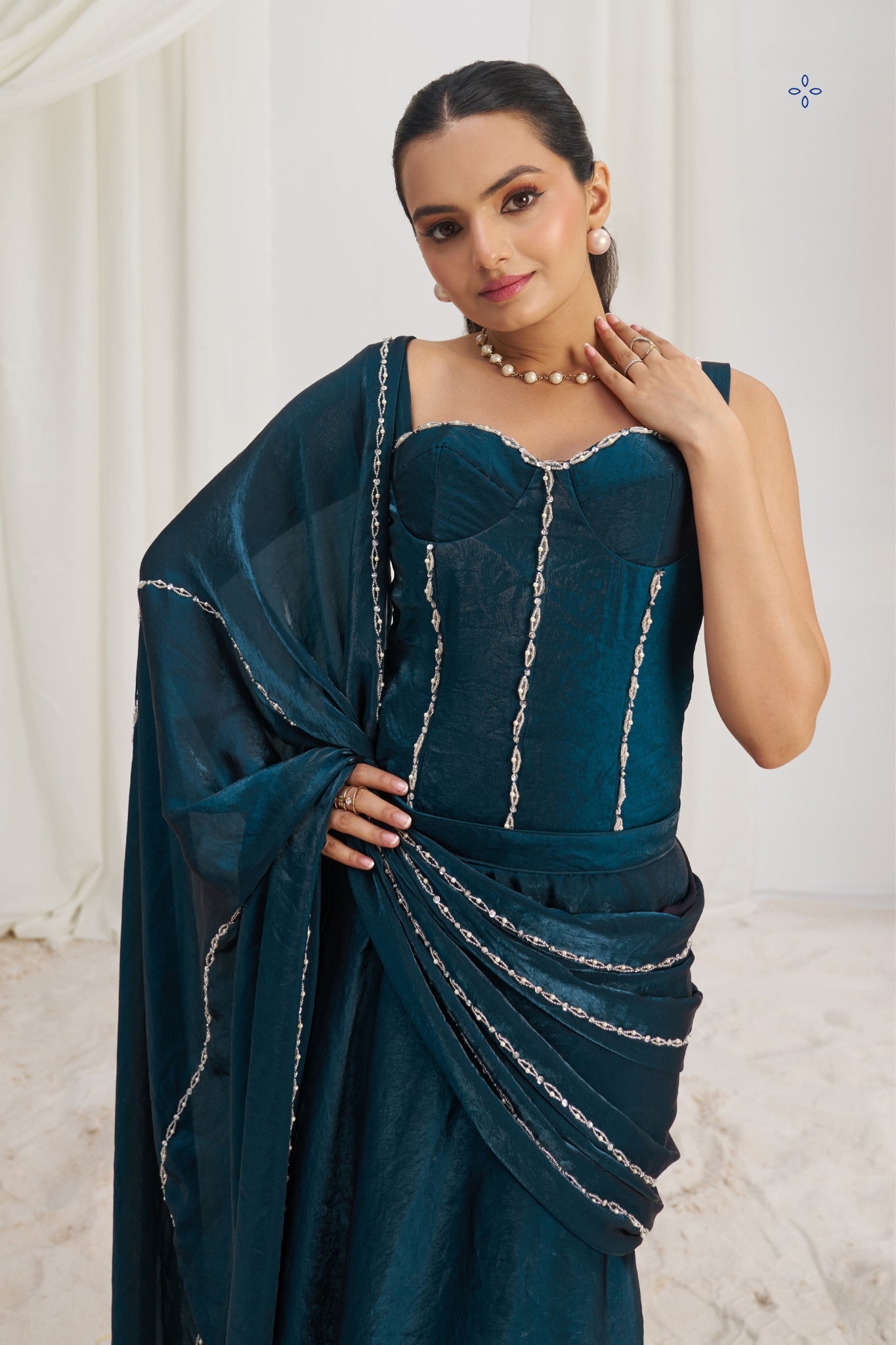 Midnight Luxe Organza Saree With Signature Handwork