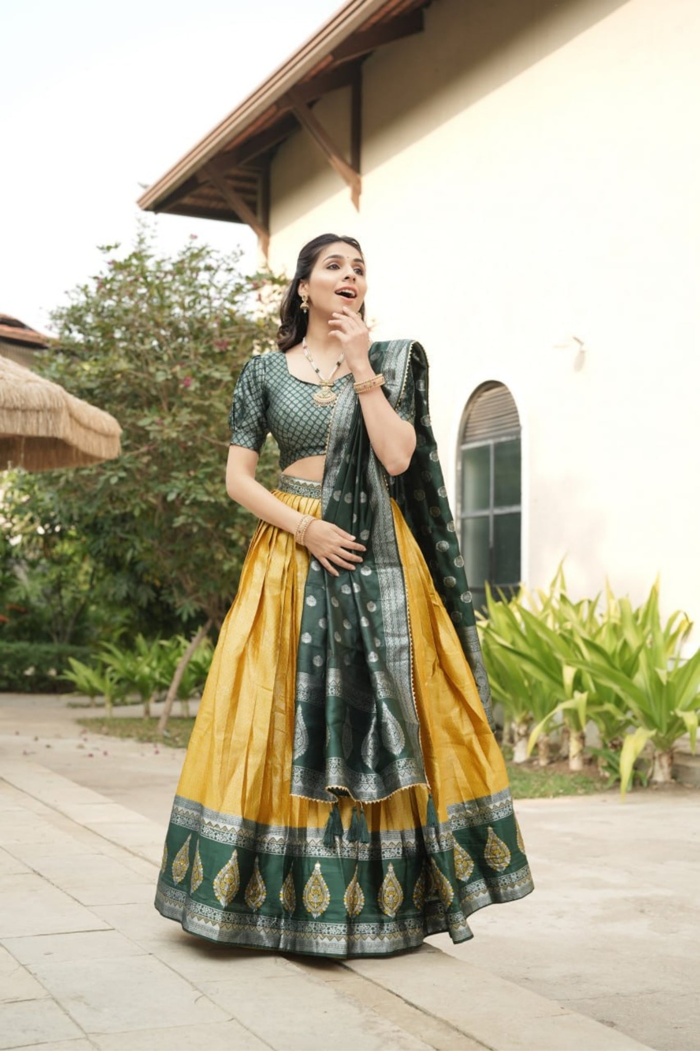 Royal Banarasi Silk Lehenga Choli With Contrast Dupatta For Wedding And Festive Wear
