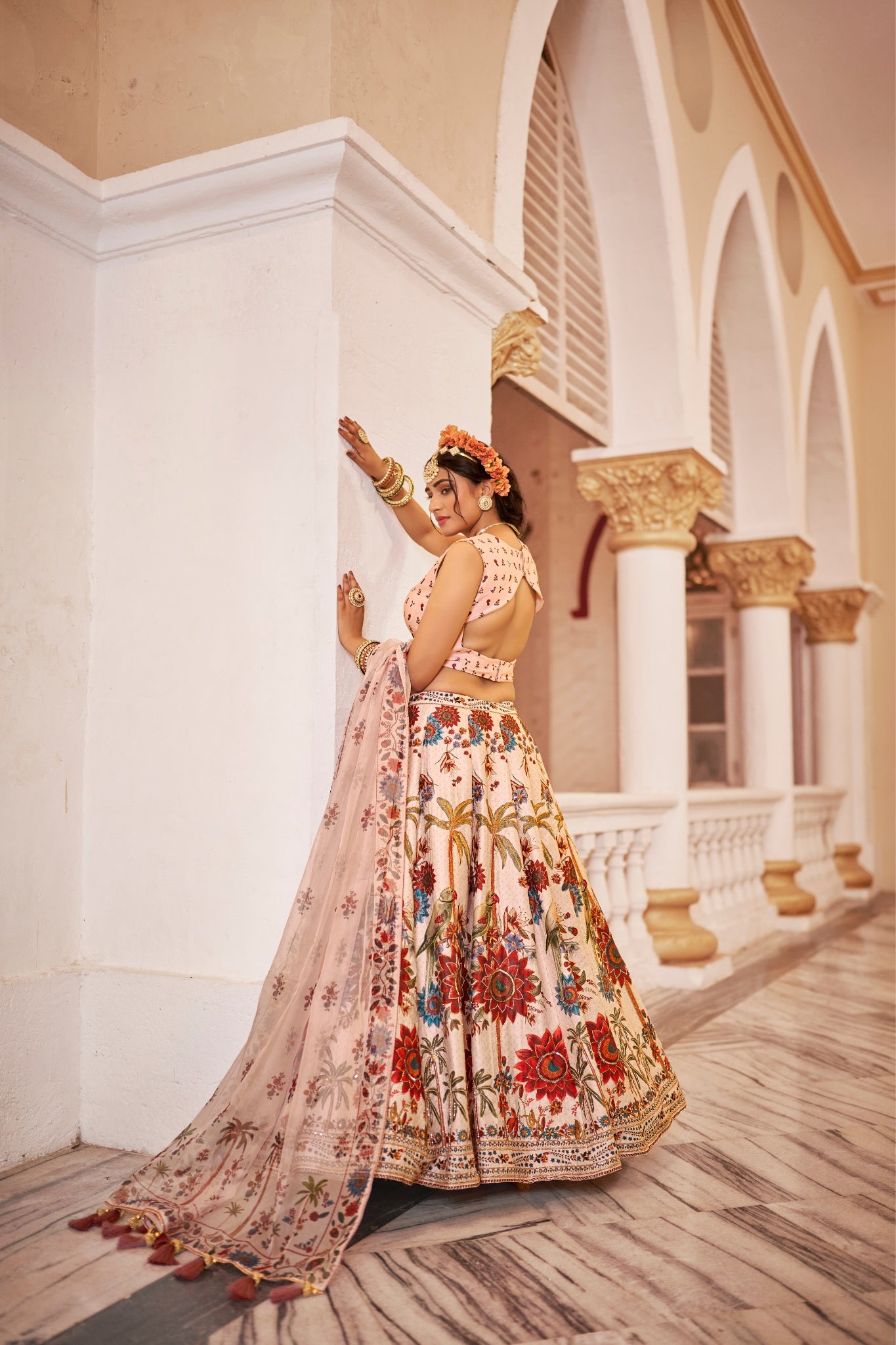 Luxury Heritage Print Art Silk Lehenga Choli With Handwork And Organza Dupatta
