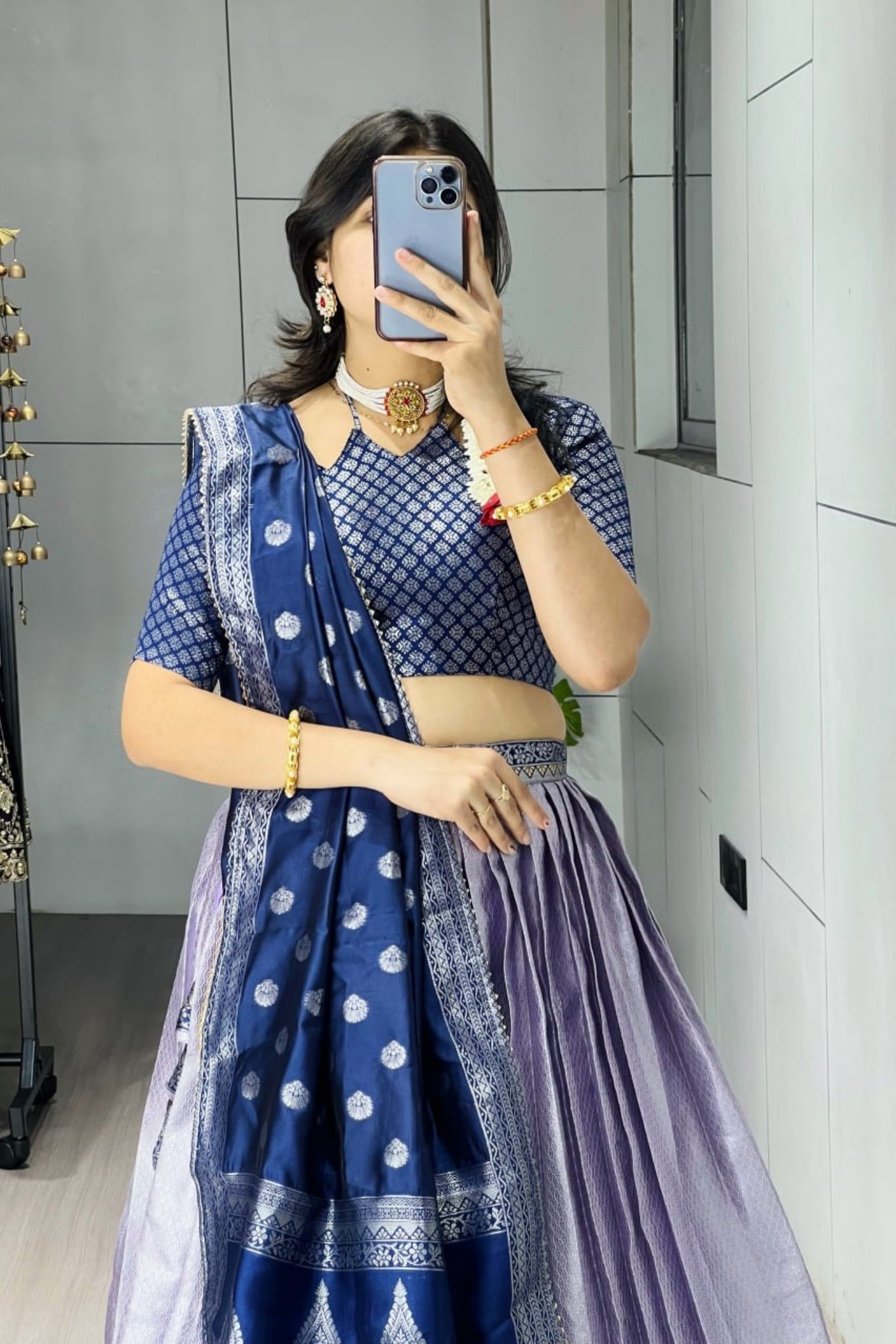 Royal Banarasi Silk Lehenga Choli With Contrast Dupatta For Wedding And Festive Wear