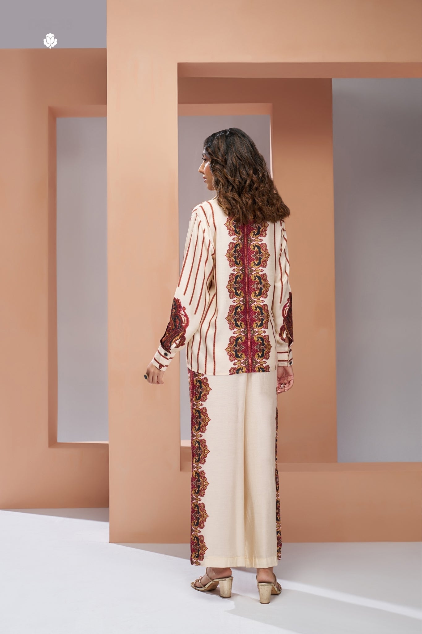 Premium Cream Pure Muslin Silk Co Ord Set For Women