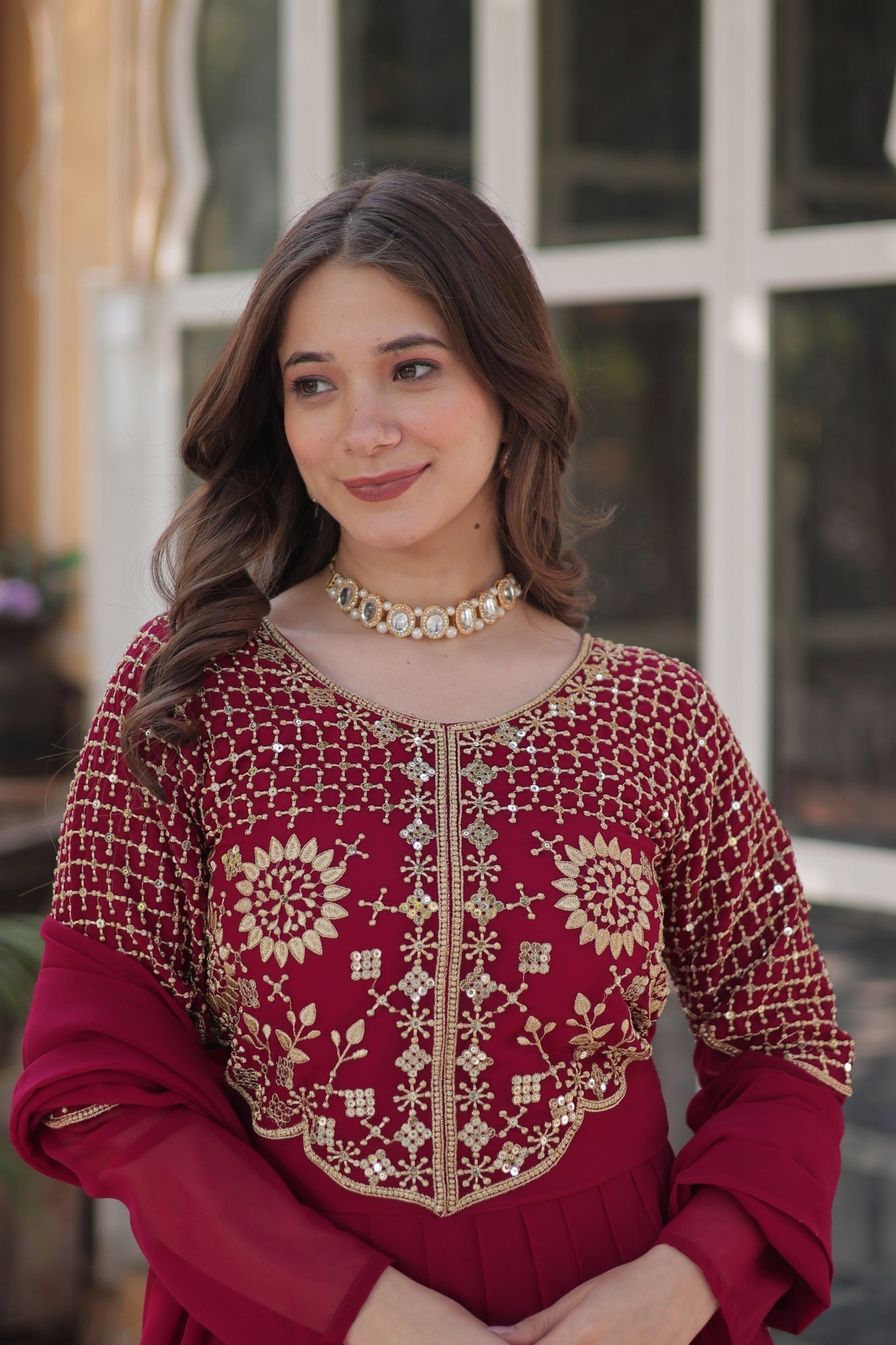 Attractive Georgette Embroidered Designer Anarkali Suit Set