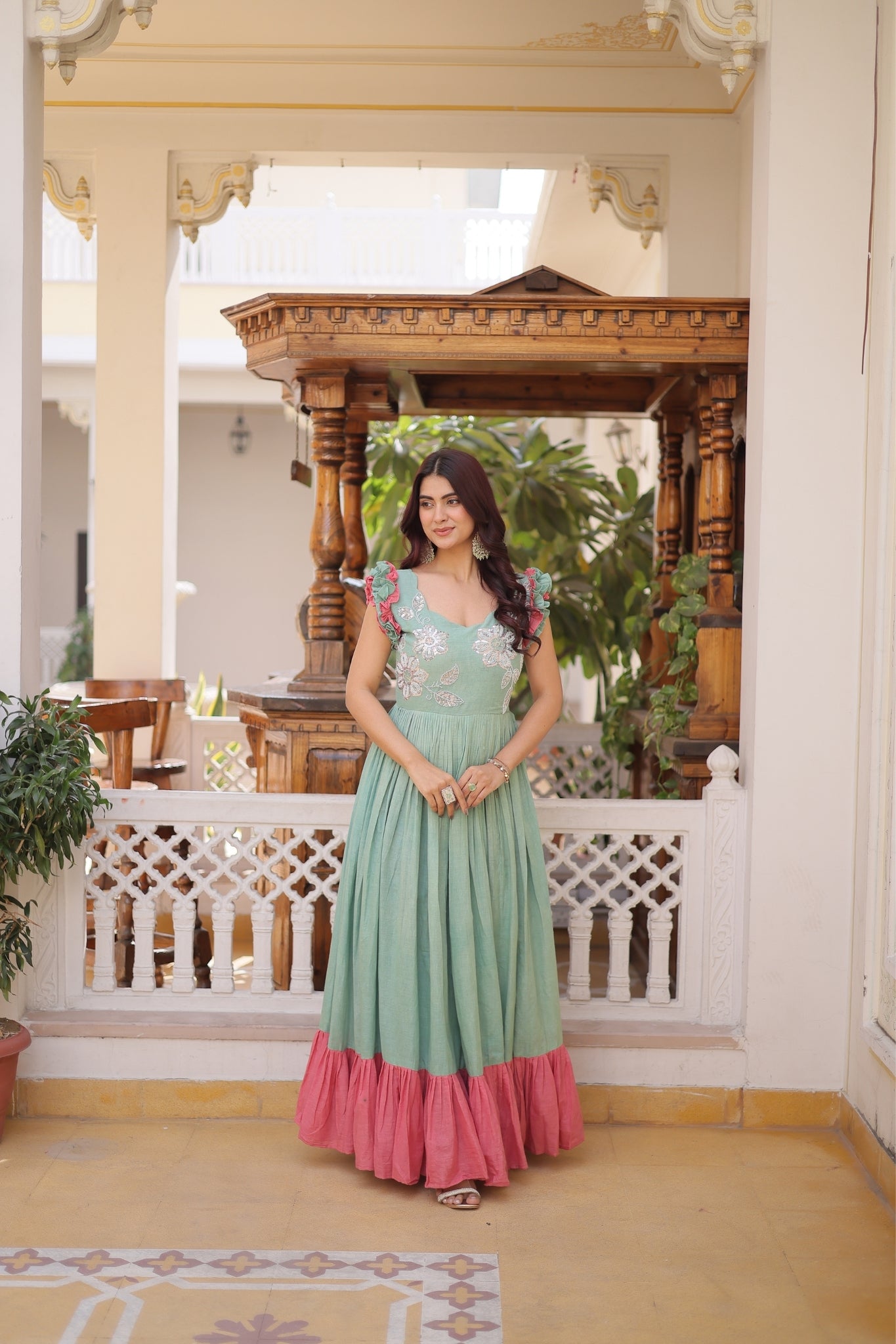 Ethnic Embroidered Anarkali Dress For Women