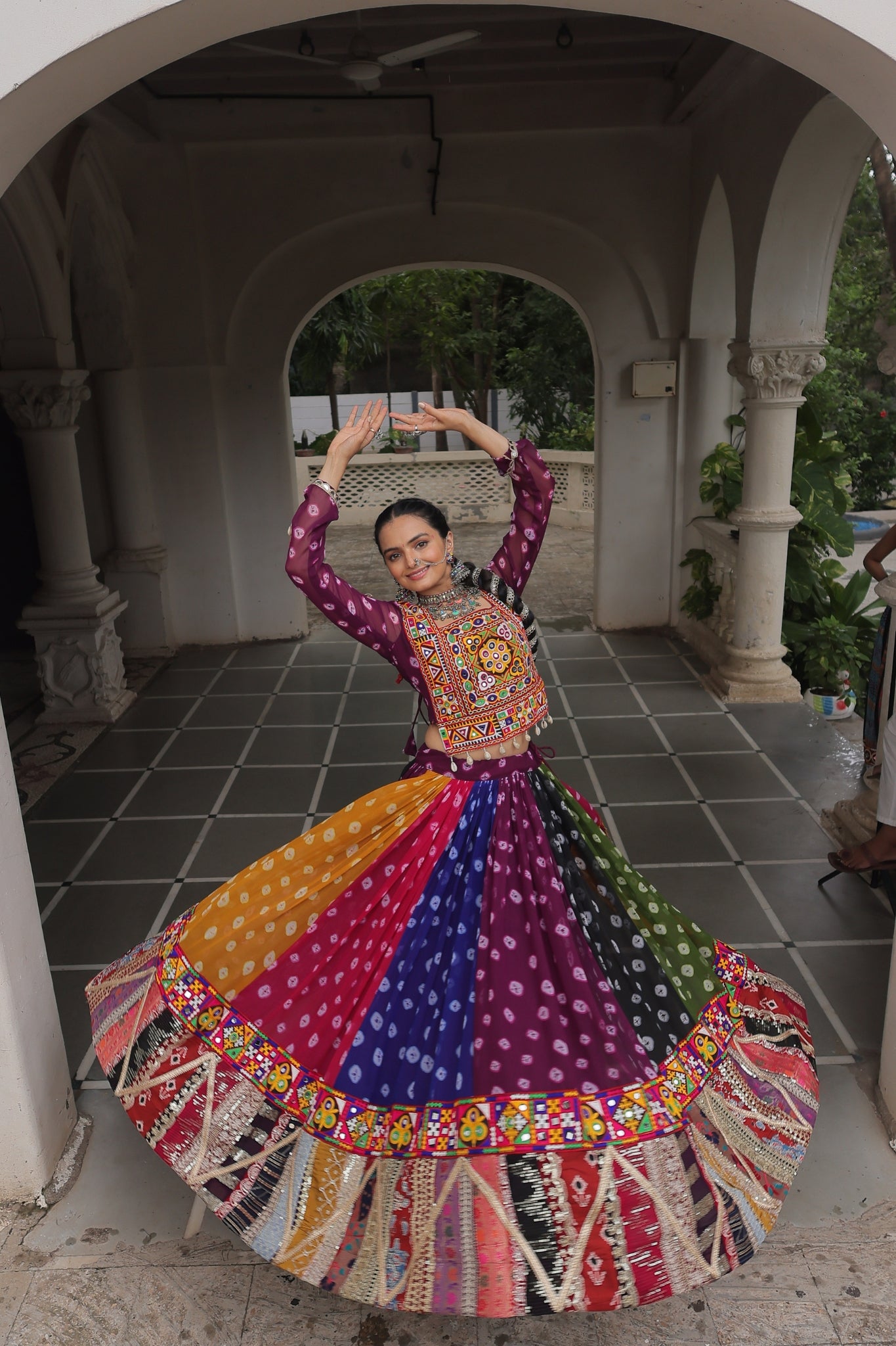 Georgette Printed Attractive Kutchi Gamthi Work Designer Stunning Navratri Lehenga Choli