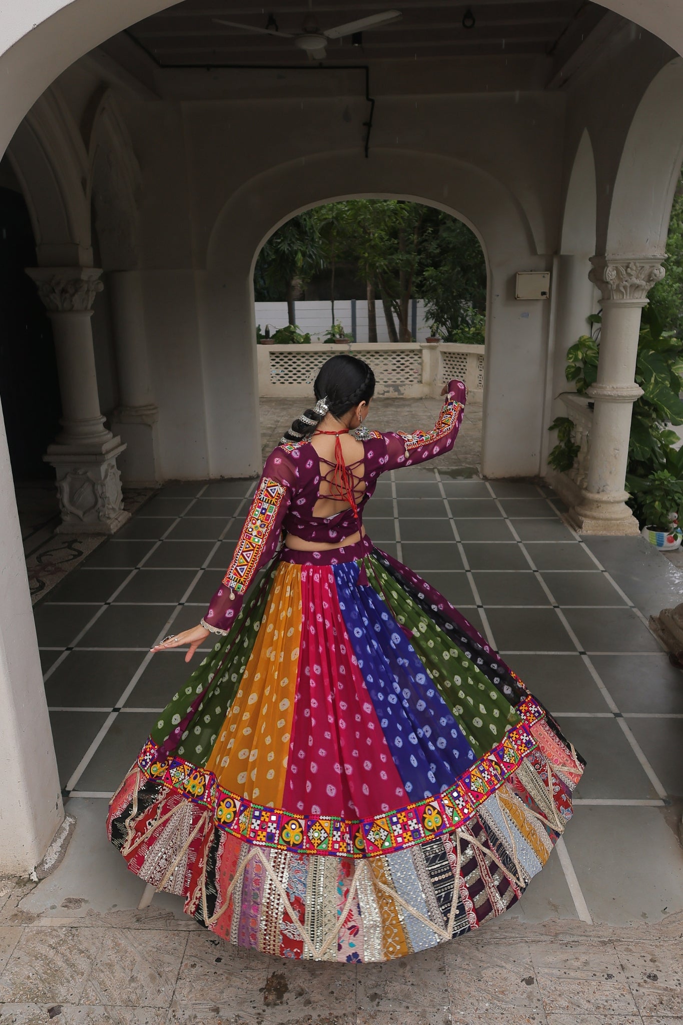 Georgette Printed Attractive Kutchi Gamthi Work Designer Stunning Navratri Lehenga Choli