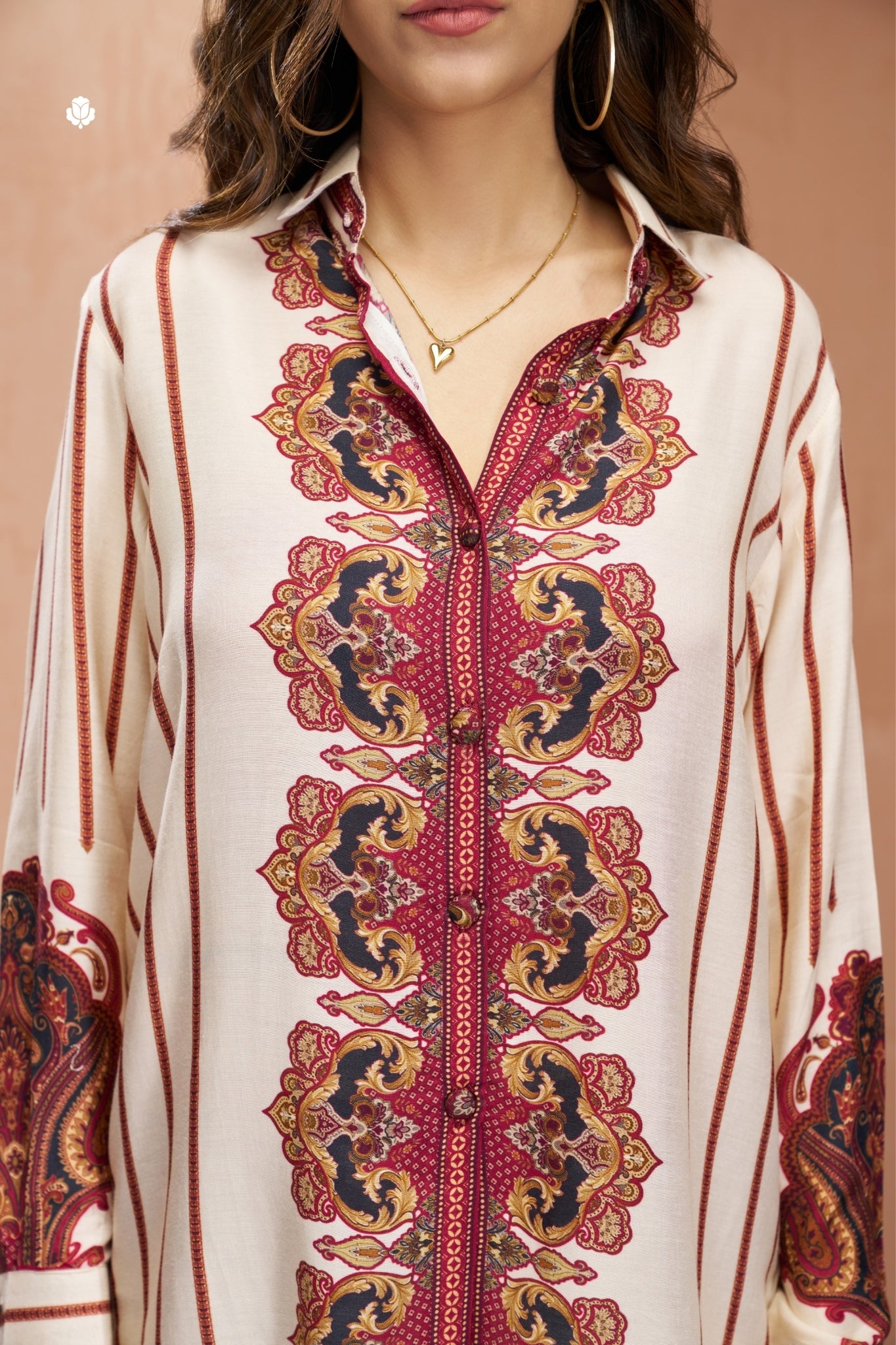 Premium Cream Pure Muslin Silk Co Ord Set For Women