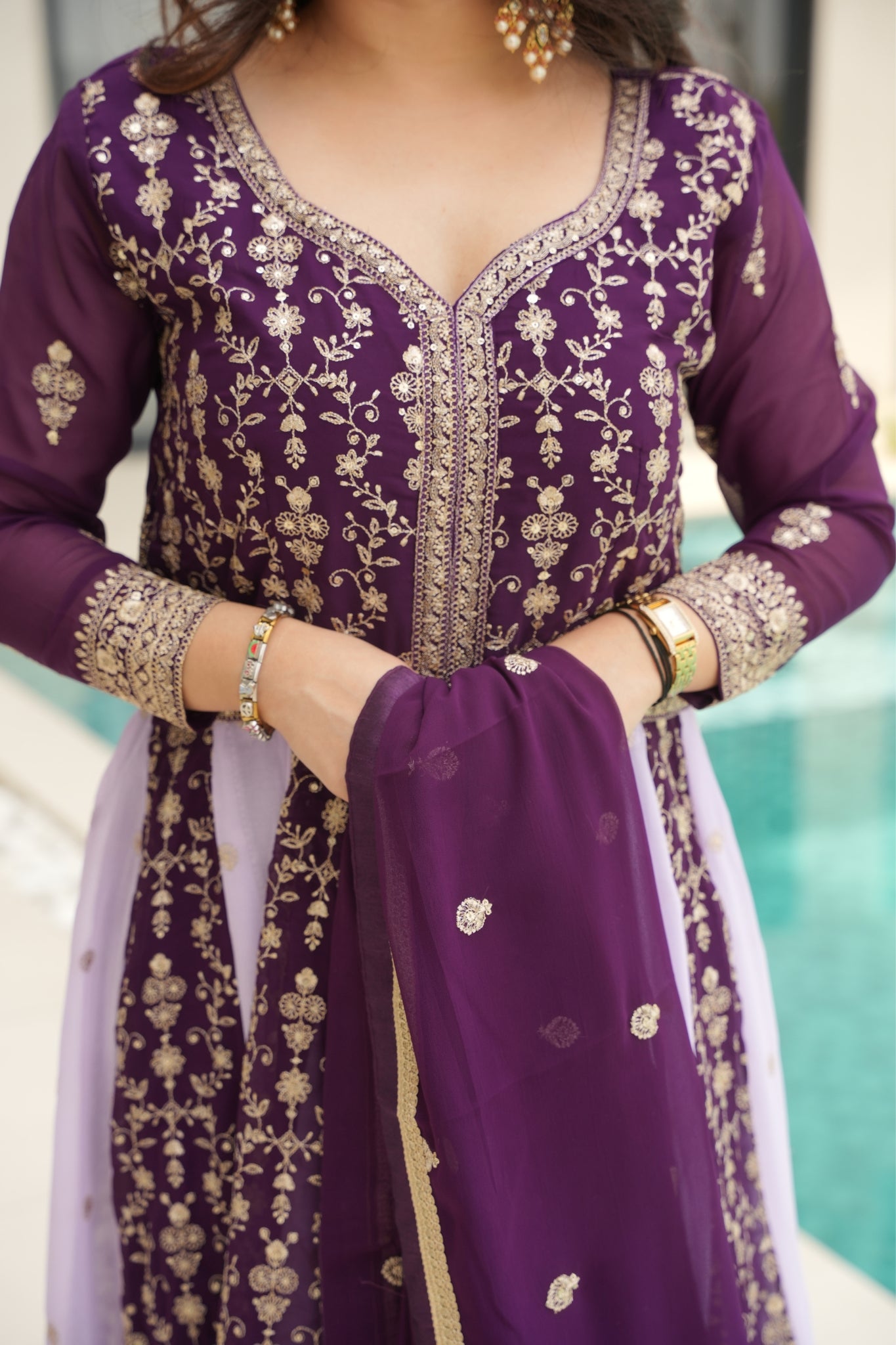Stylish Sequins Embroidered Wedding Designer Gown