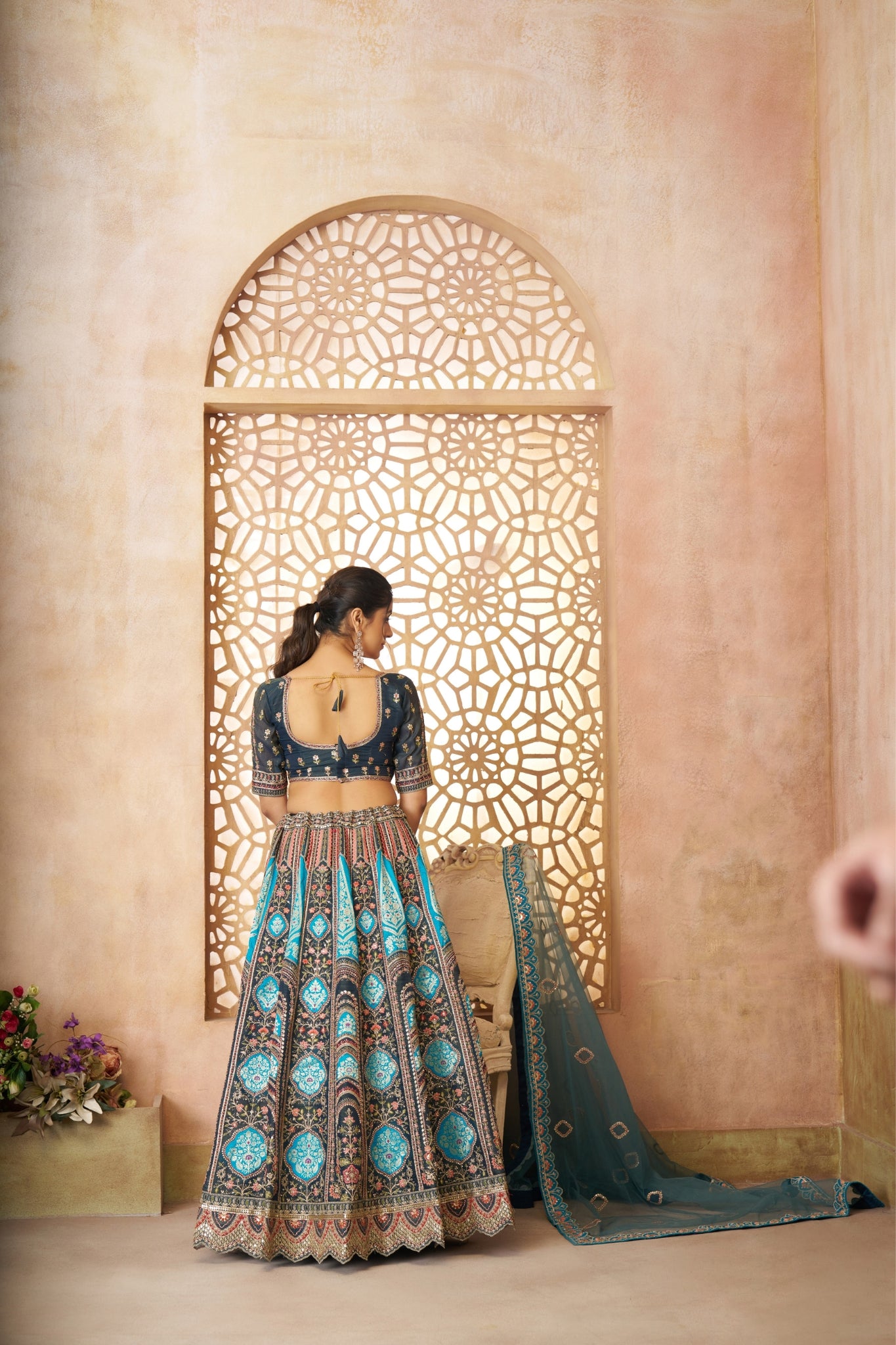 Wedding Special Designer Aari Embroidery Work Banarasi Silk Lehenga Choli Set