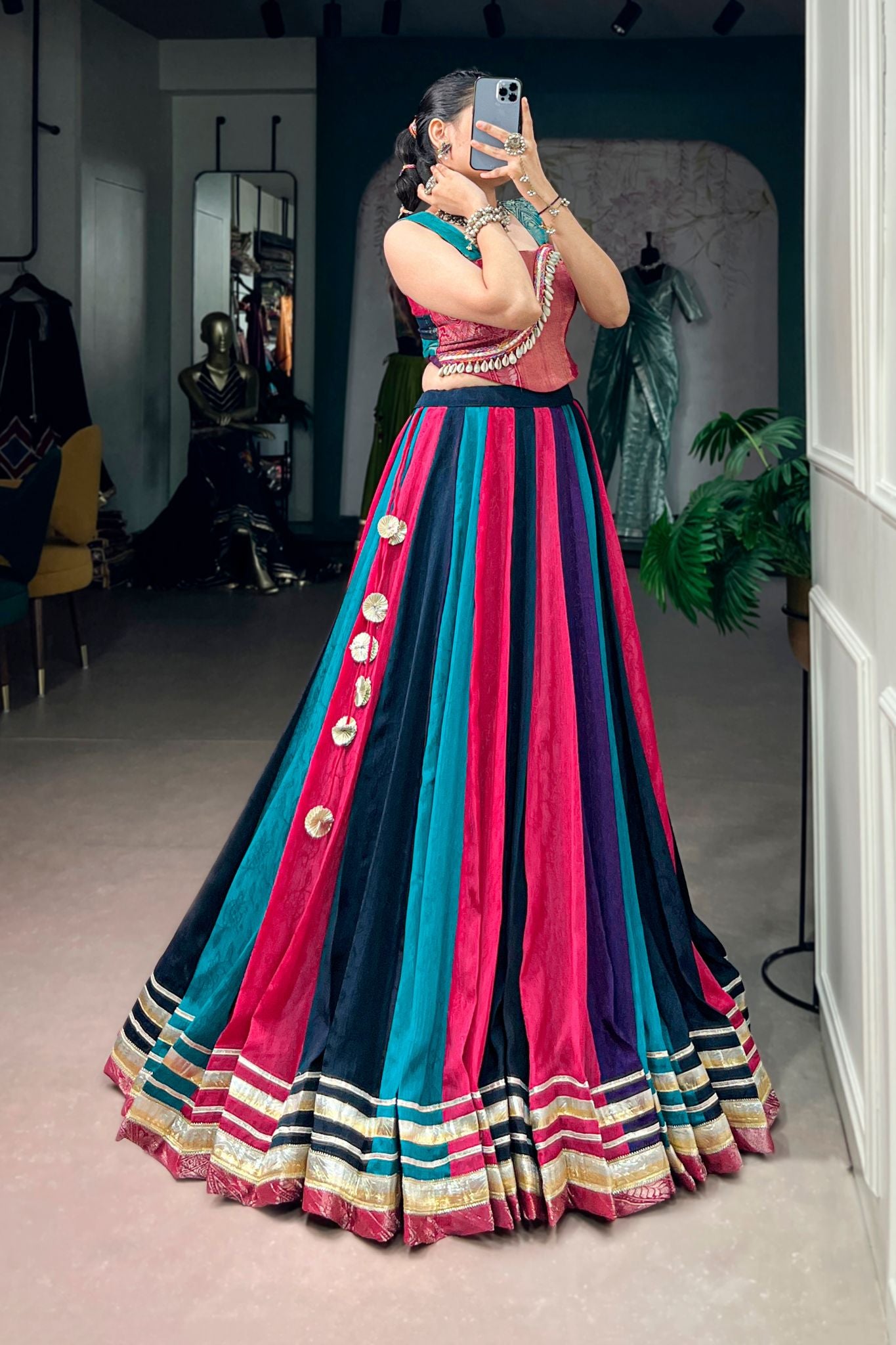 Raasrang Multicolor Rich Chinon Navratri Designer Lehenga Choli For Women