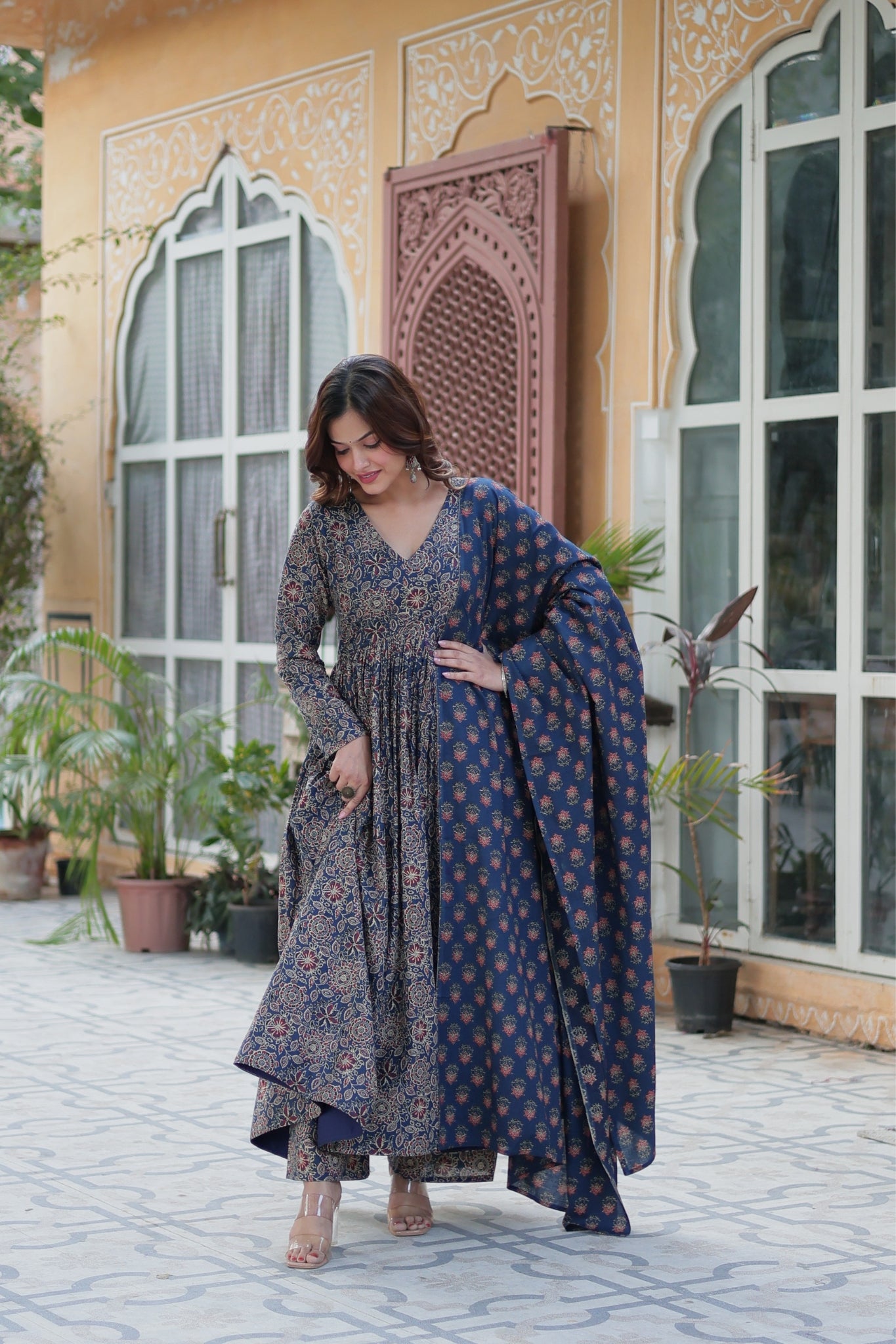 Pure Cotton Printed Designer Anarkali Flared Suit Set
