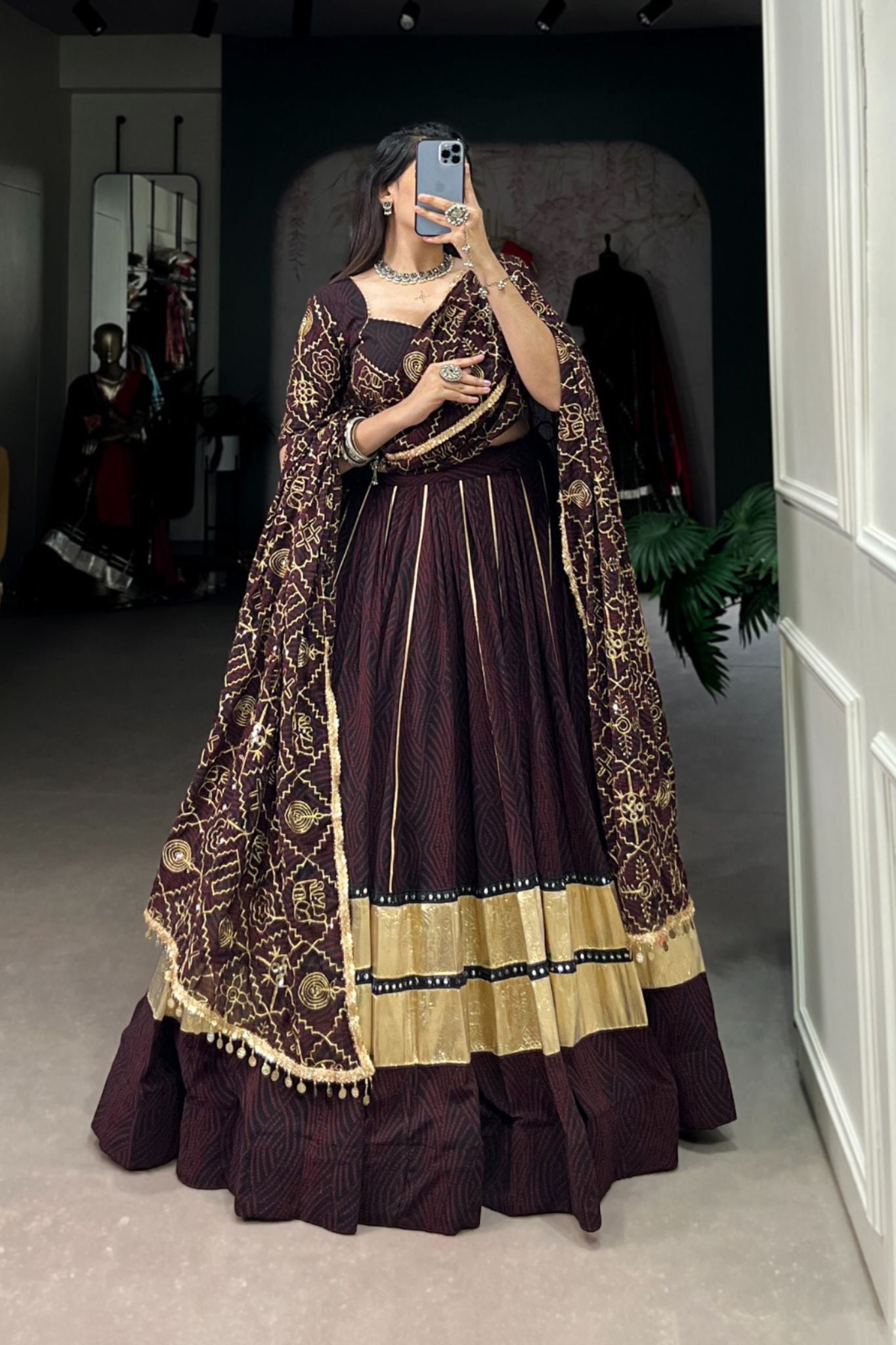 Bandhej Printed Georgette Lehenga Choli For Navratri