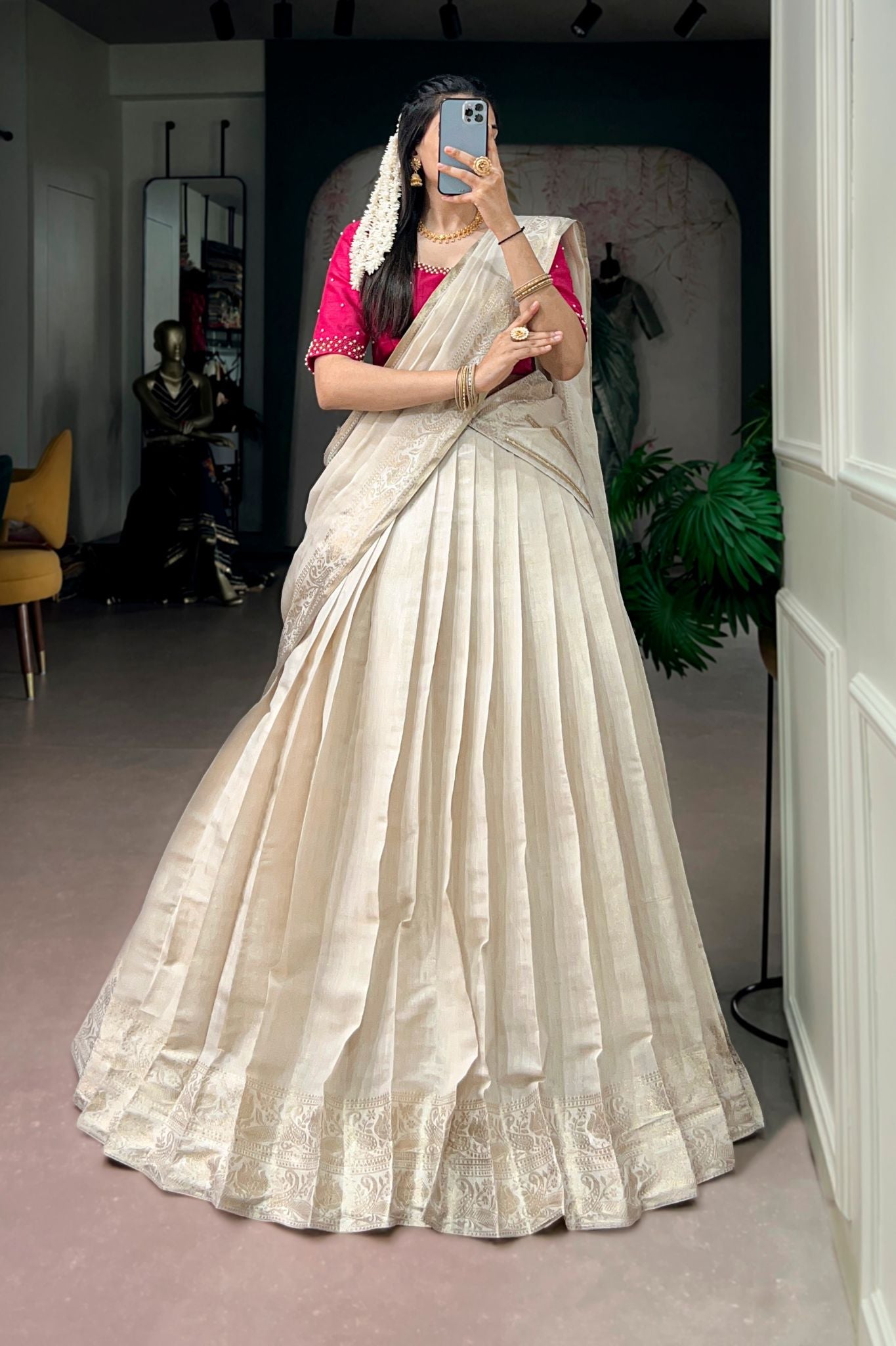 Elegant Traditional South Indian Half Saree Lehenga Choli