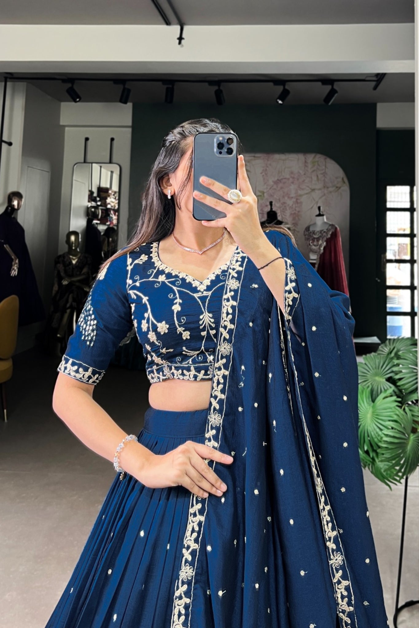 Wine Stunning Sequins Thread Embroidery Work Lehenga Choli