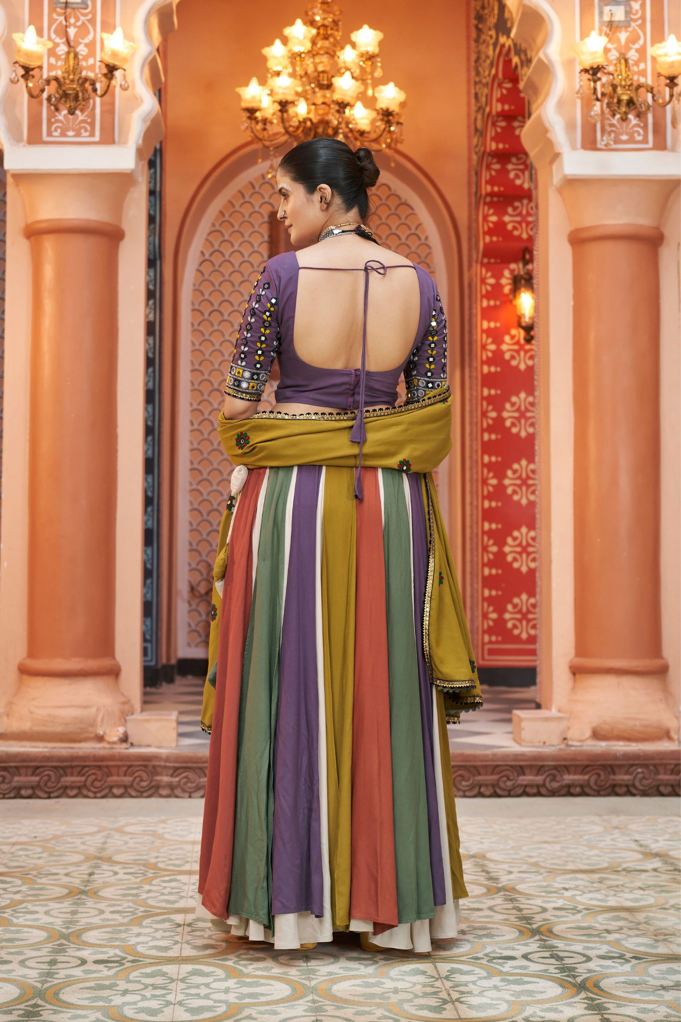 Multi Color Embroidery With Mirror Work Lehenga Choli For Navratri