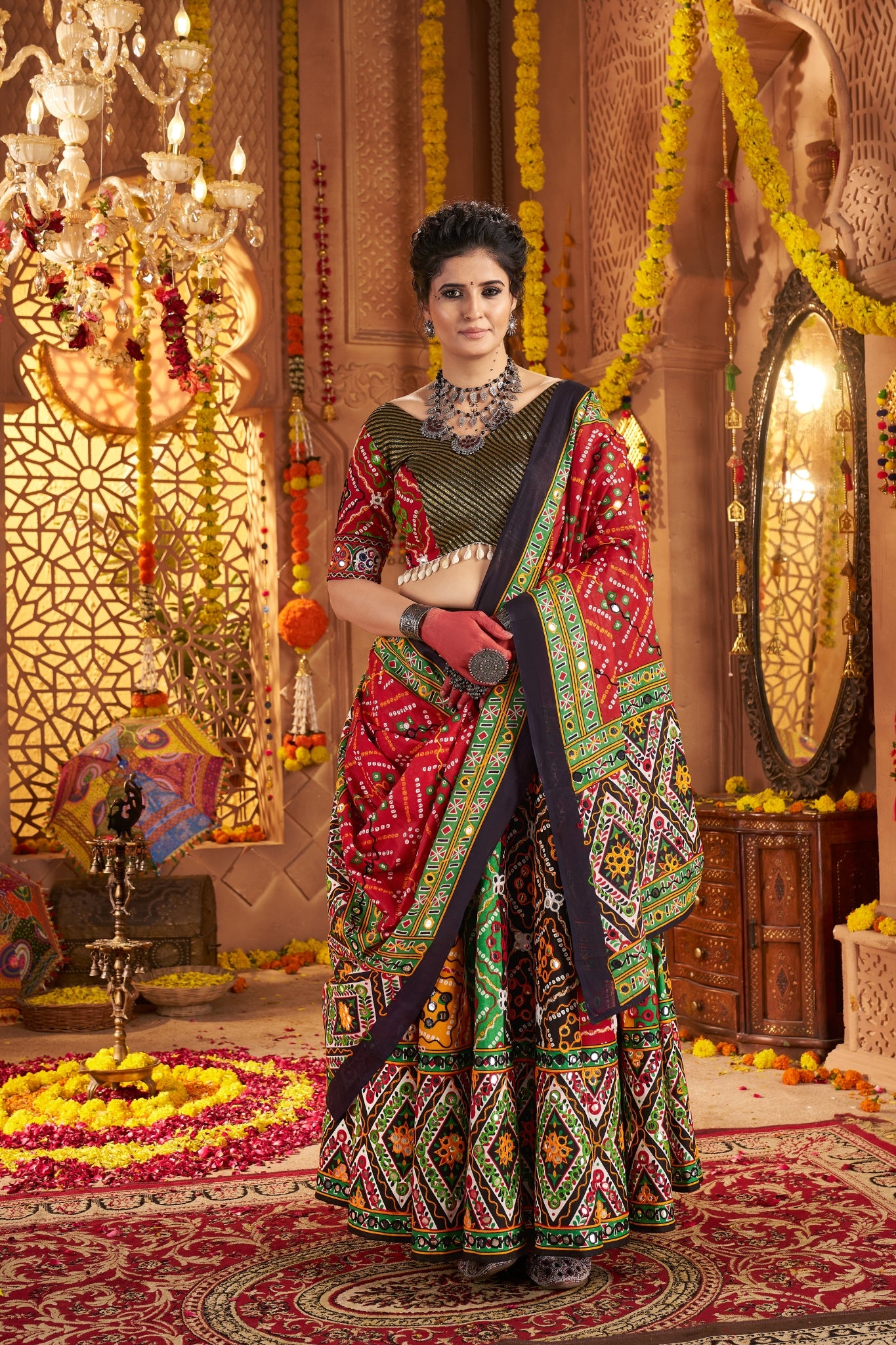 Beautiful Multi Color Designer Organic Cotton Navratri Stylish Chaniya Choli